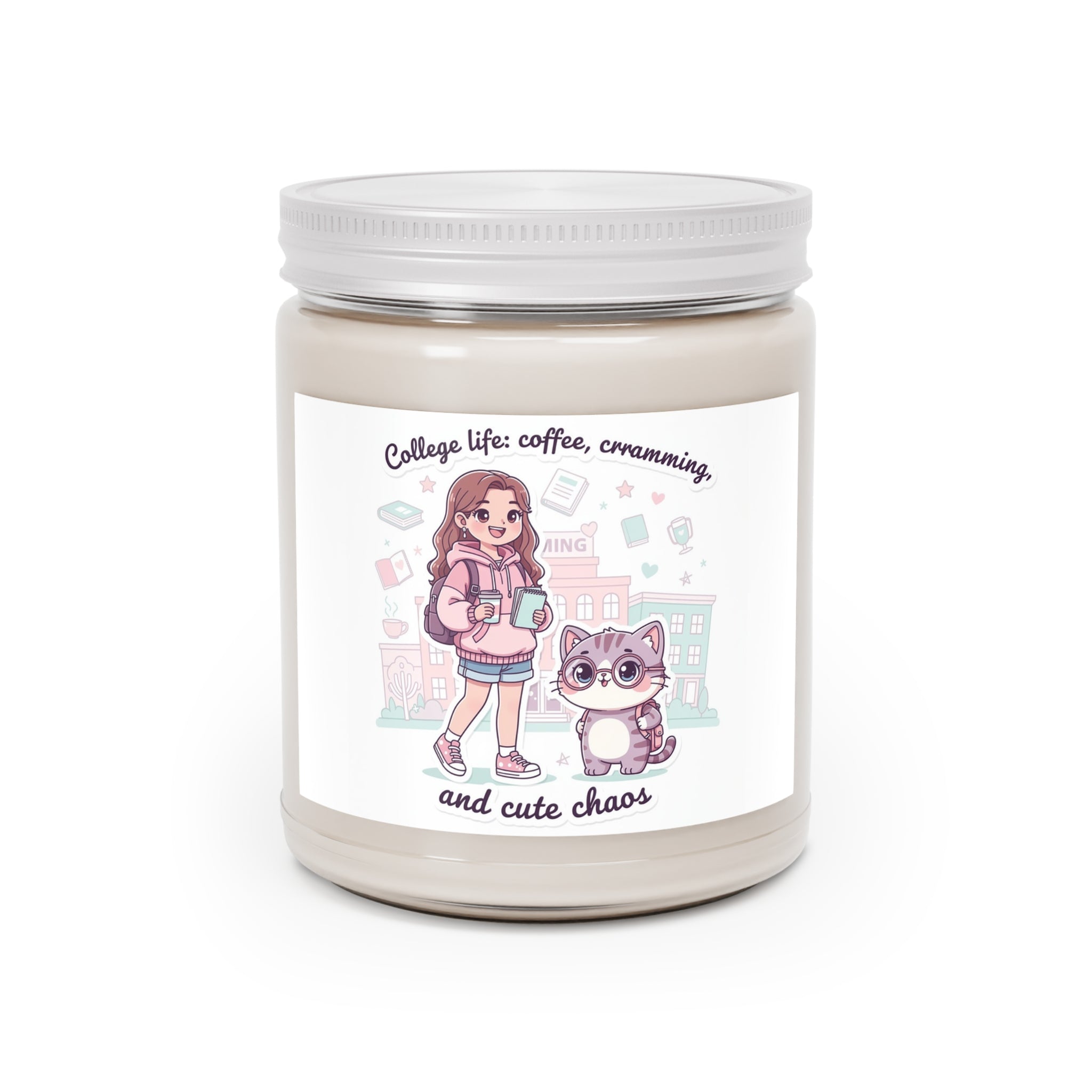 College life: coffee, cramming, and cute chaos Scented Candle