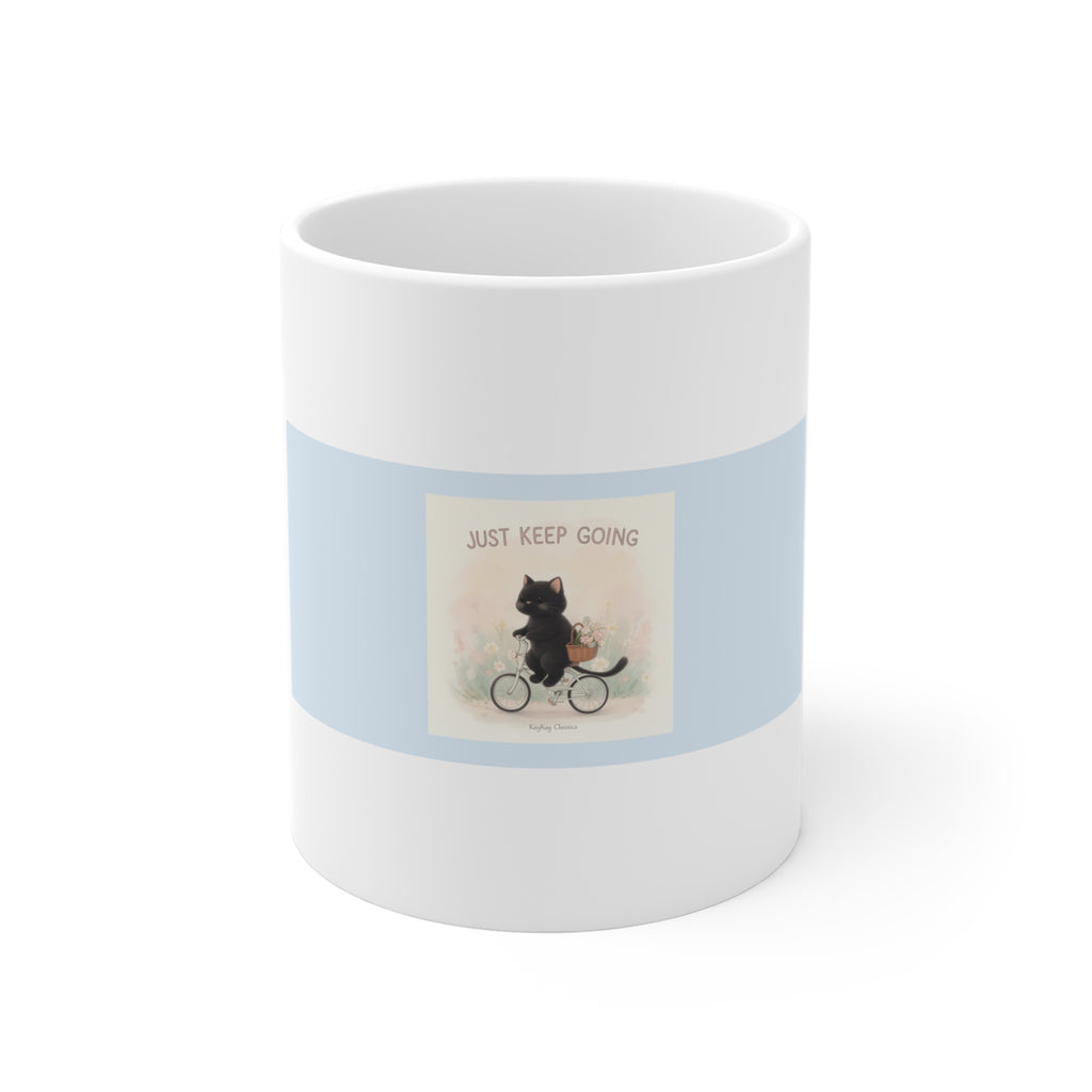 "JUST KEEP GOING" Black Cat Mug | College Girl Gift | Fashion | KayKay Classics