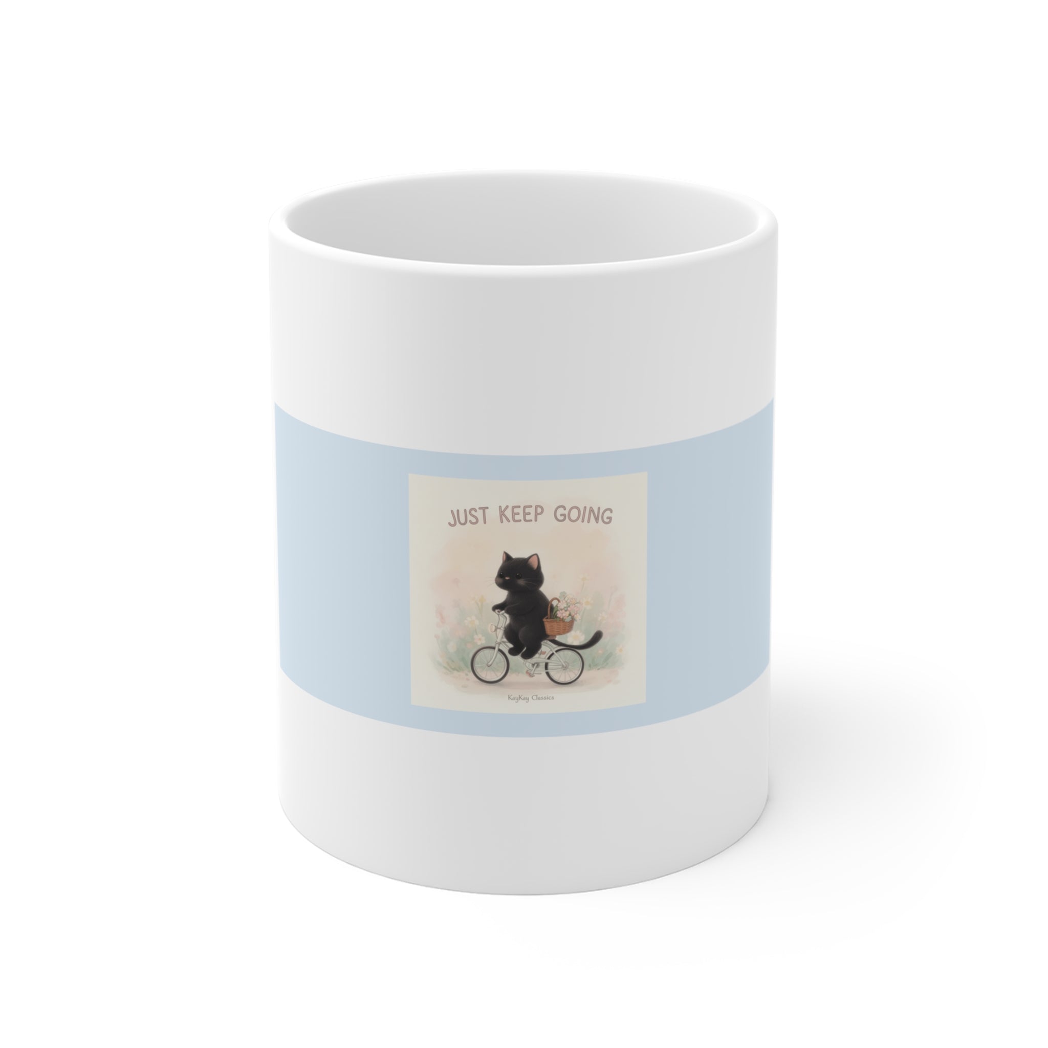 "JUST KEEP GOING" Black Cat Mug | College Girl Gift | Fashion | KayKay Classics