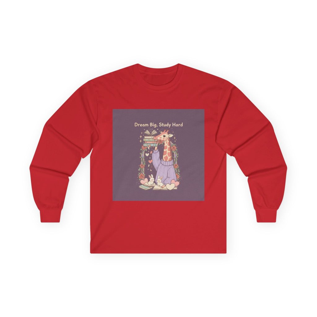 Dream Big, Study Hard Giraffe, bunnies Long Sleeve Tee