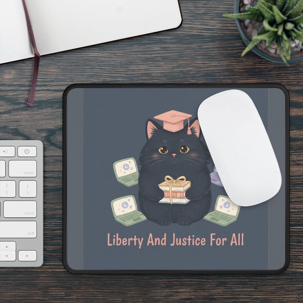 Black Cat Mouse Pad – Liberty and Justice for All