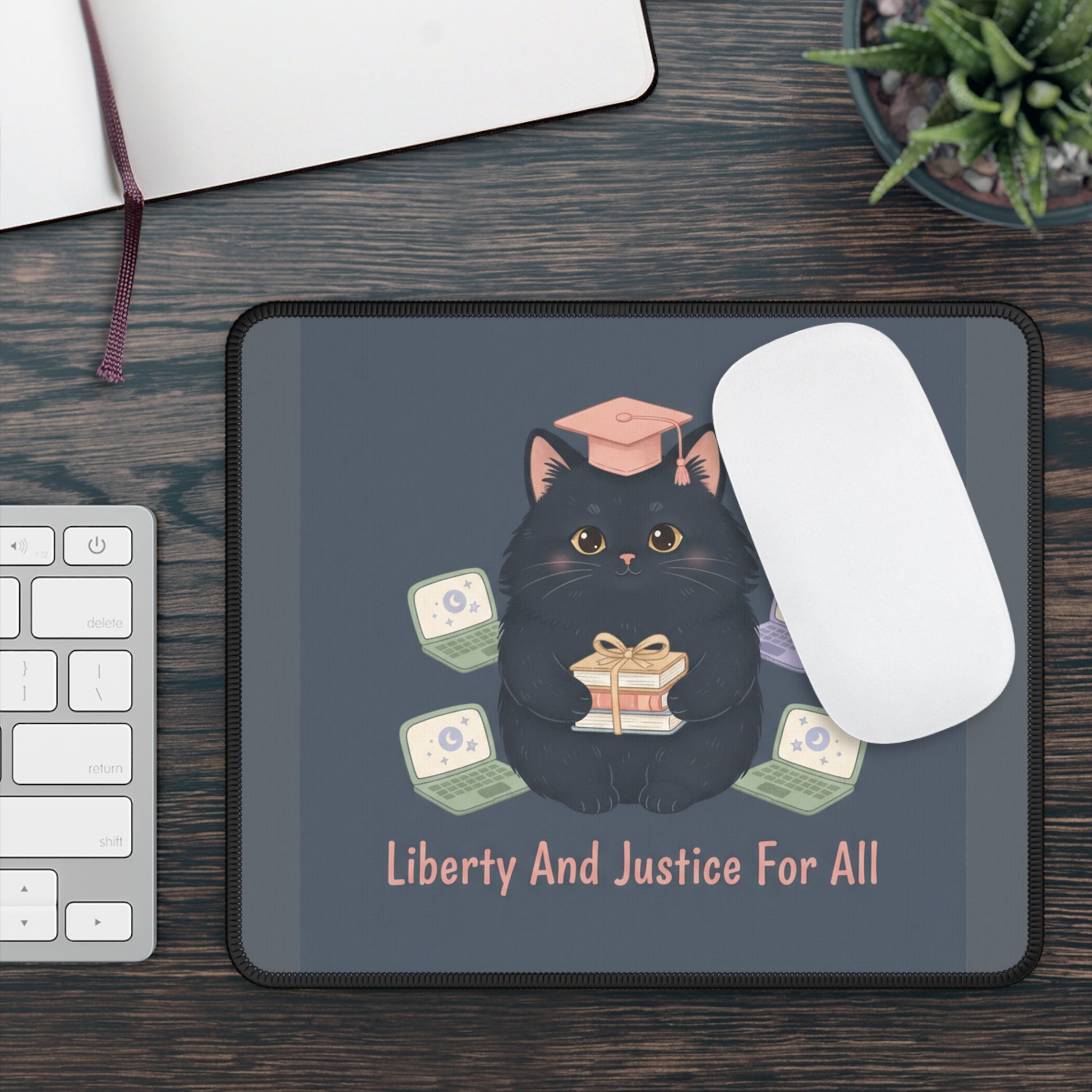 Black Cat Mouse Pad – Liberty and Justice for All