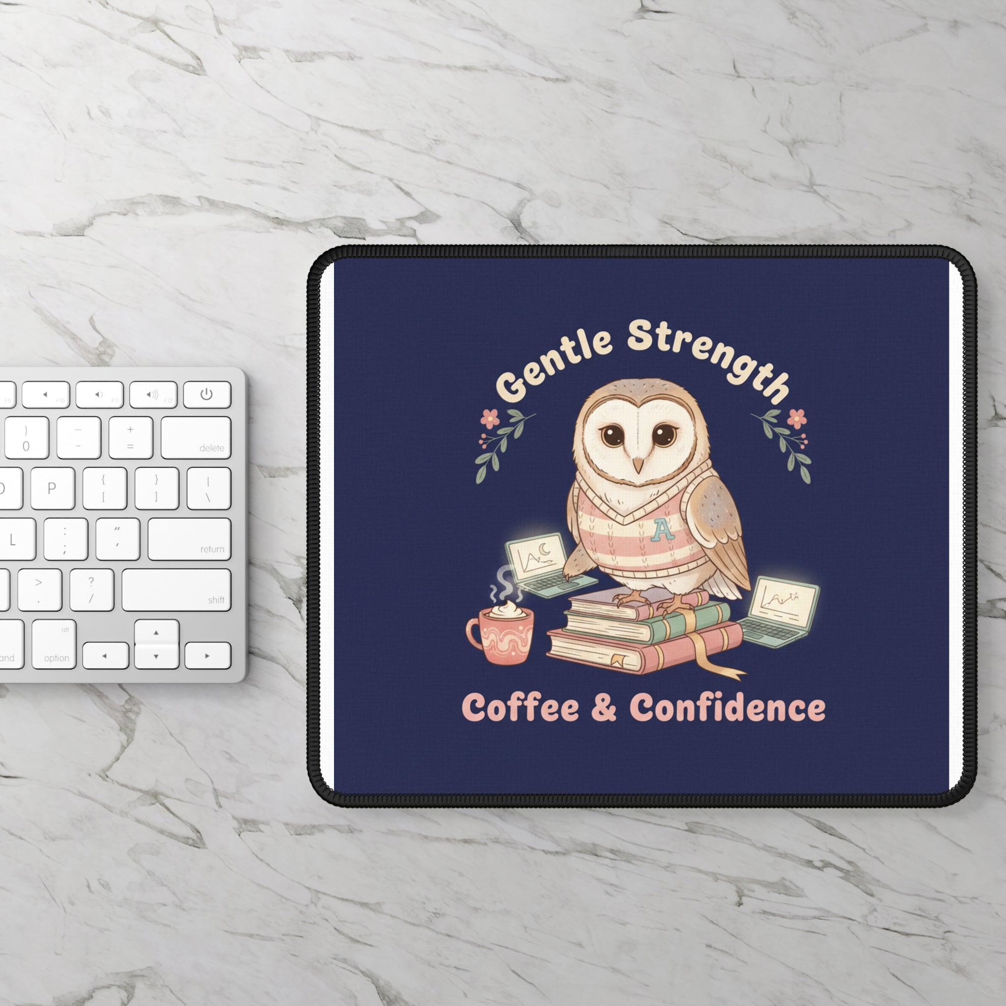Owl Mouse Pad – Gentle Strength Coffee Confidence