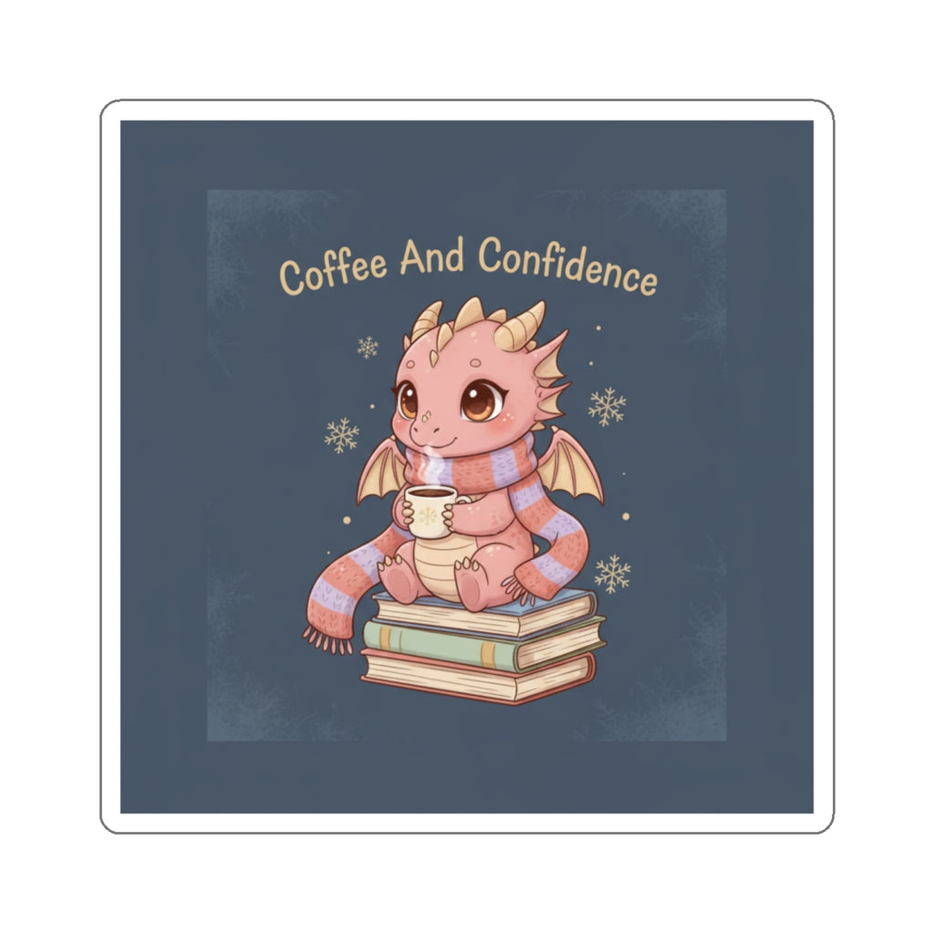 Dragon Die-Cut Sticker – Coffee and Confidence