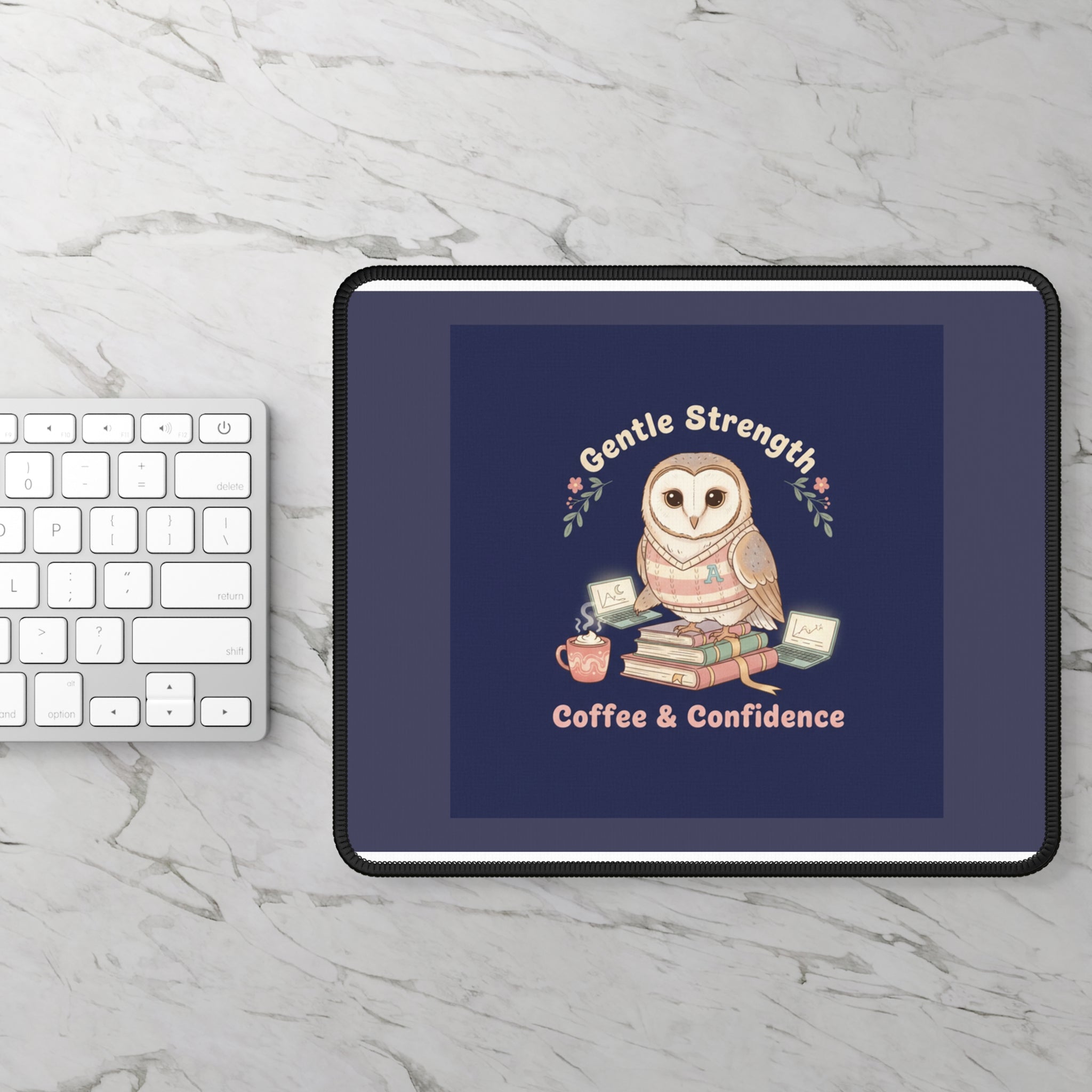 Owl Mouse Pad – Gentle Strength Coffee Confidence