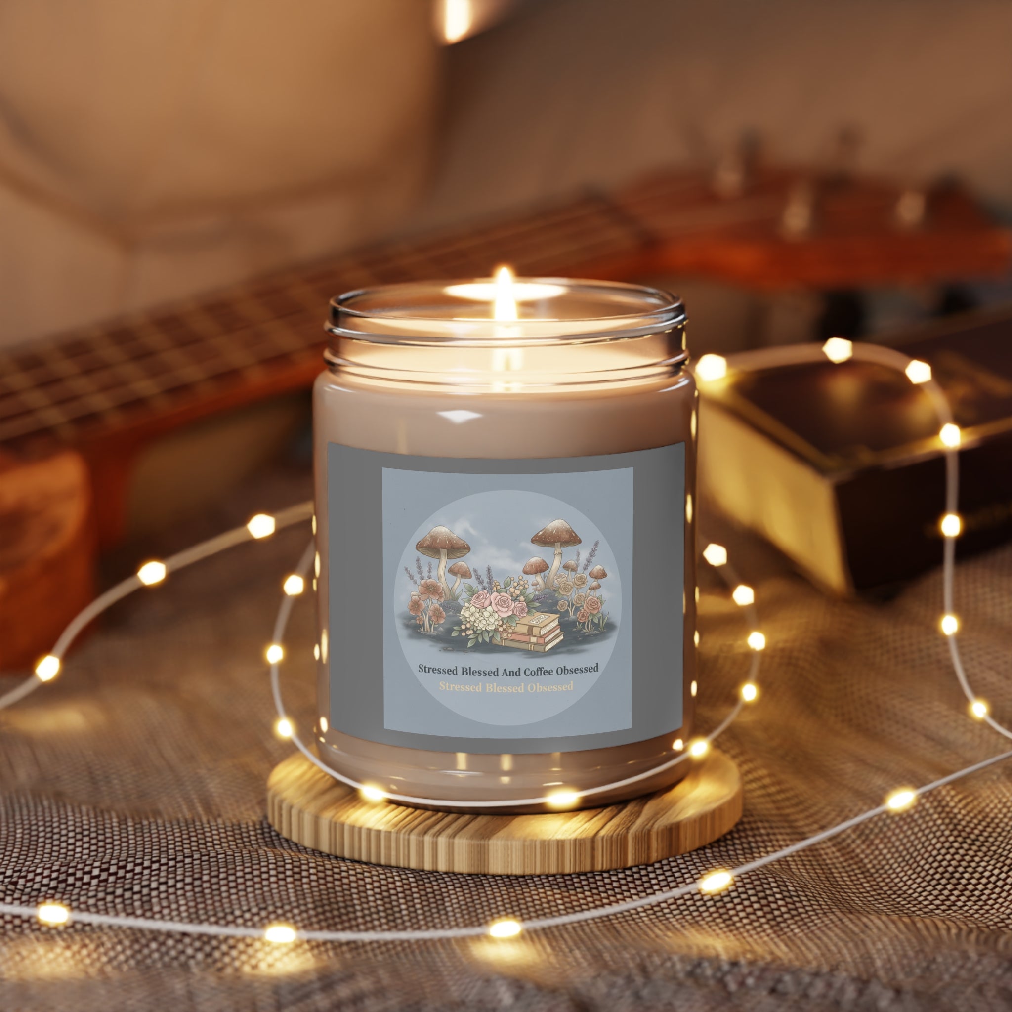 Stressed Blessed And Coffee Obsessed Scented Candle