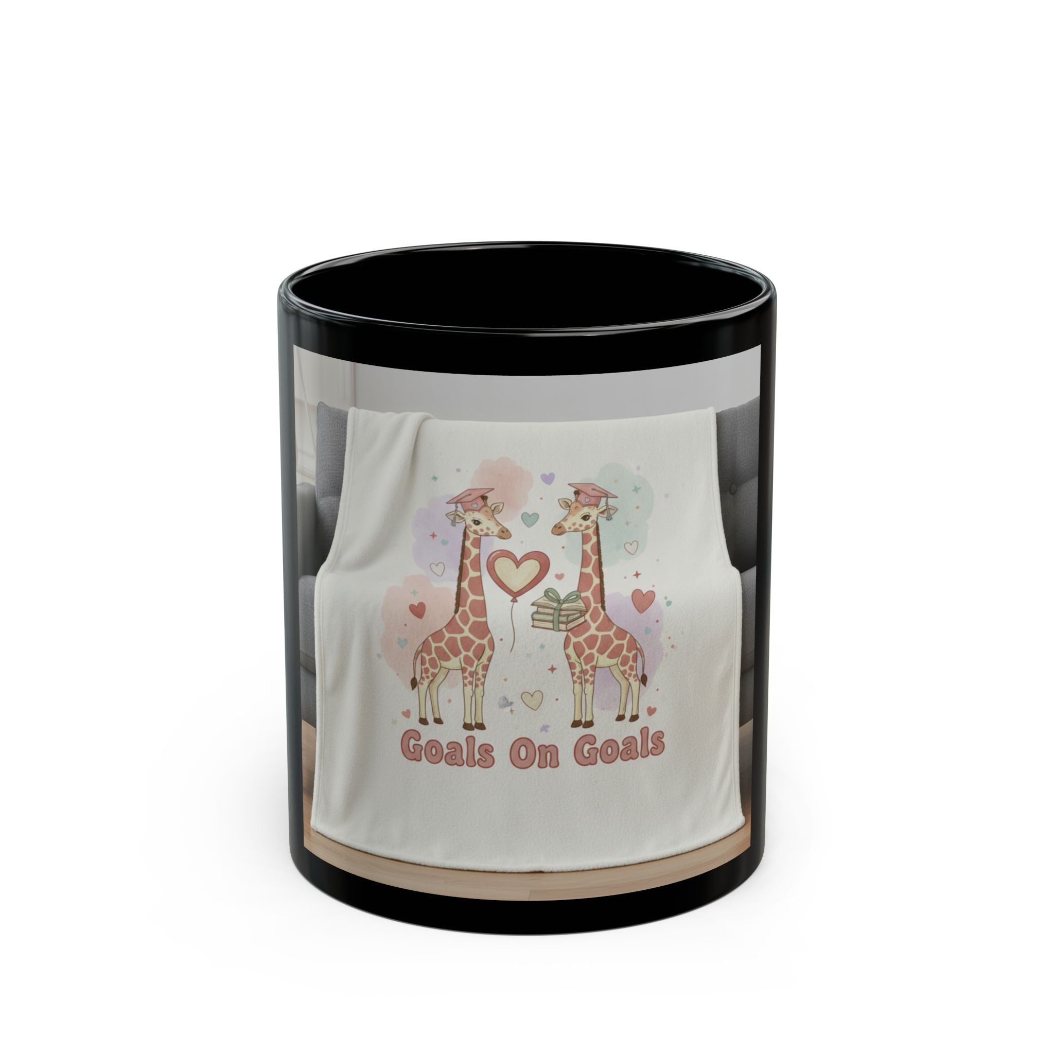 Goals On Goals Giraffe Black Mug 11oz