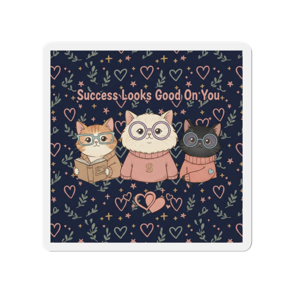 Cats With Glasses Die-Cut Magnet – Success Looks Good on You