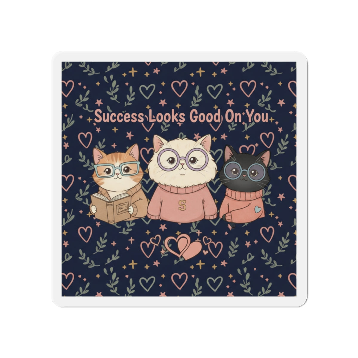 Cats With Glasses Die-Cut Magnet – Success Looks Good on You