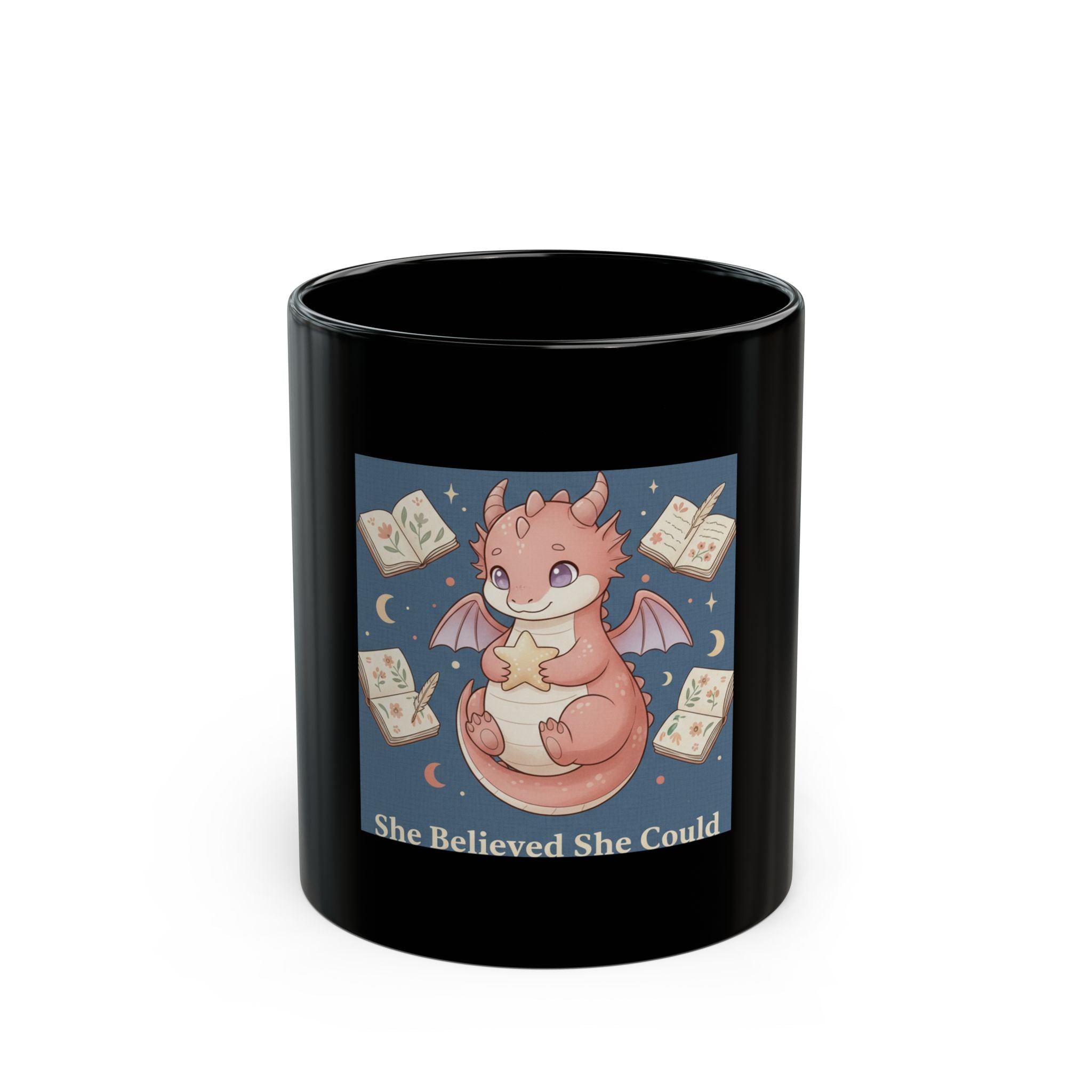 Dragon Black Mug 11oz – She Believed She Could