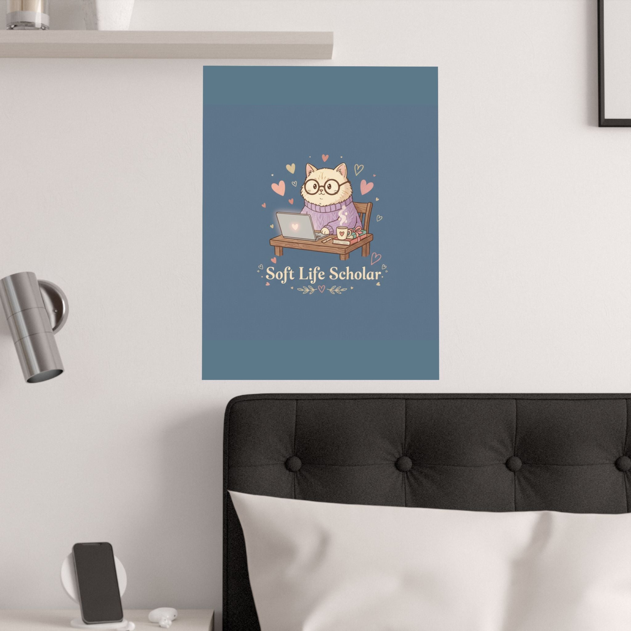 Soft Life Scholar Cat Poster
