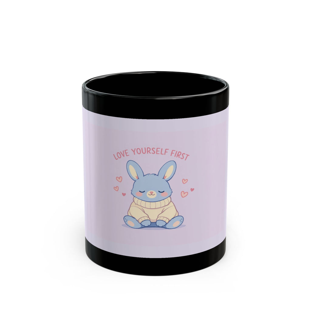 "LOVE YOURSELF FIRST" Black Cat Black Mug | College Girl Gift | Fashion | KayKay Classics