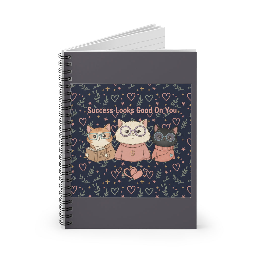Cats With Glasses Spiral Notebook – Success Looks Good on You