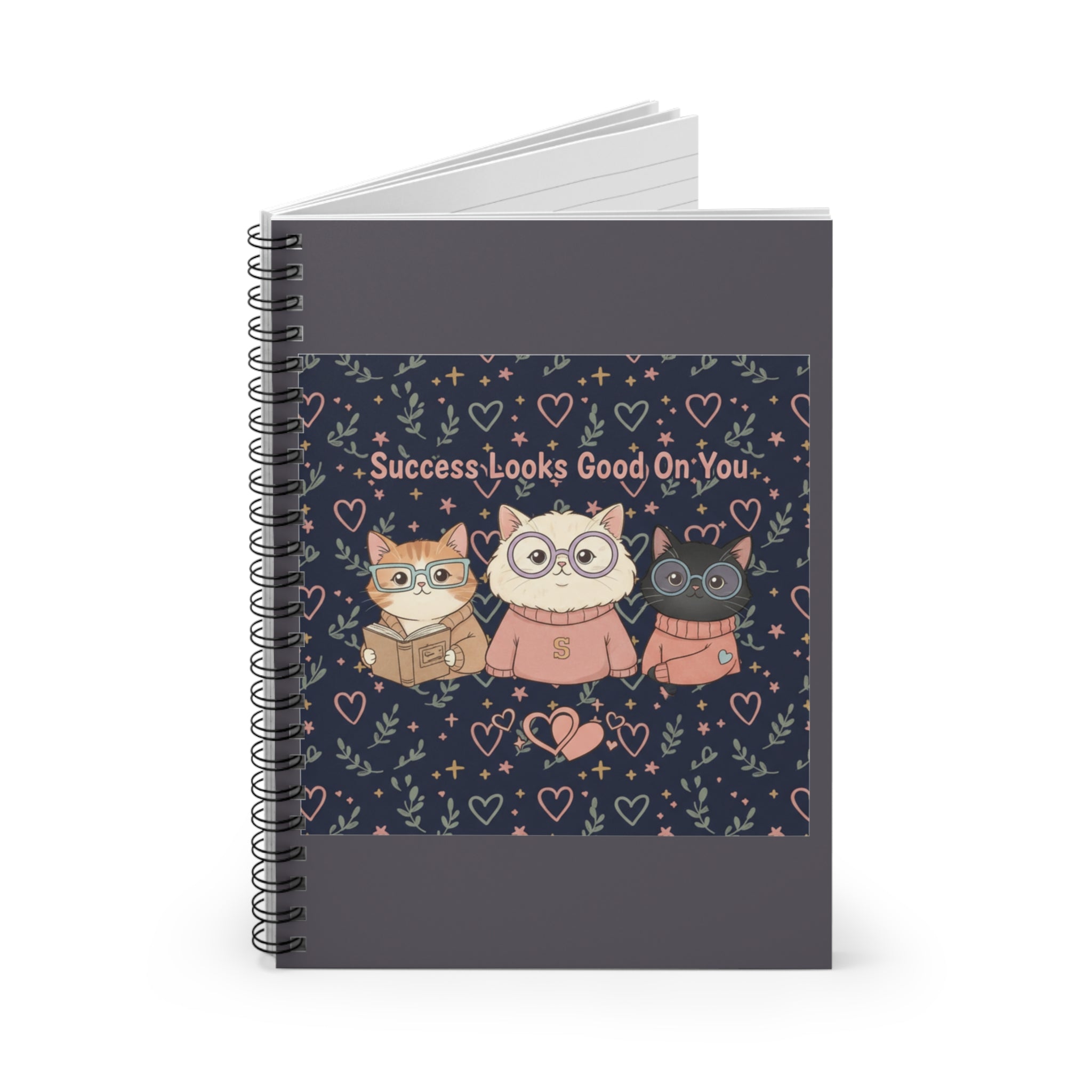 Cats With Glasses Spiral Notebook – Success Looks Good on You