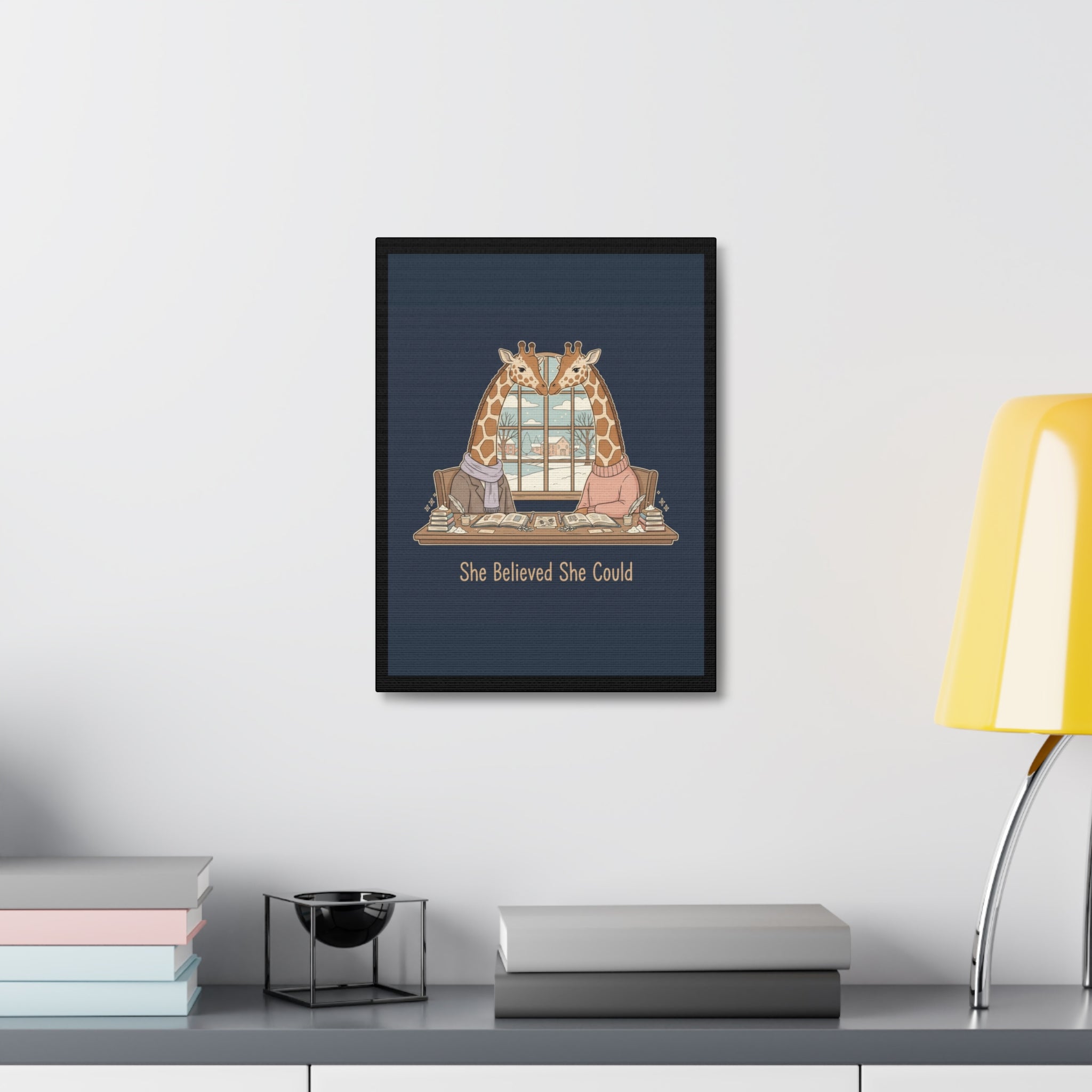 She Believed She Could Giraffe Canvas