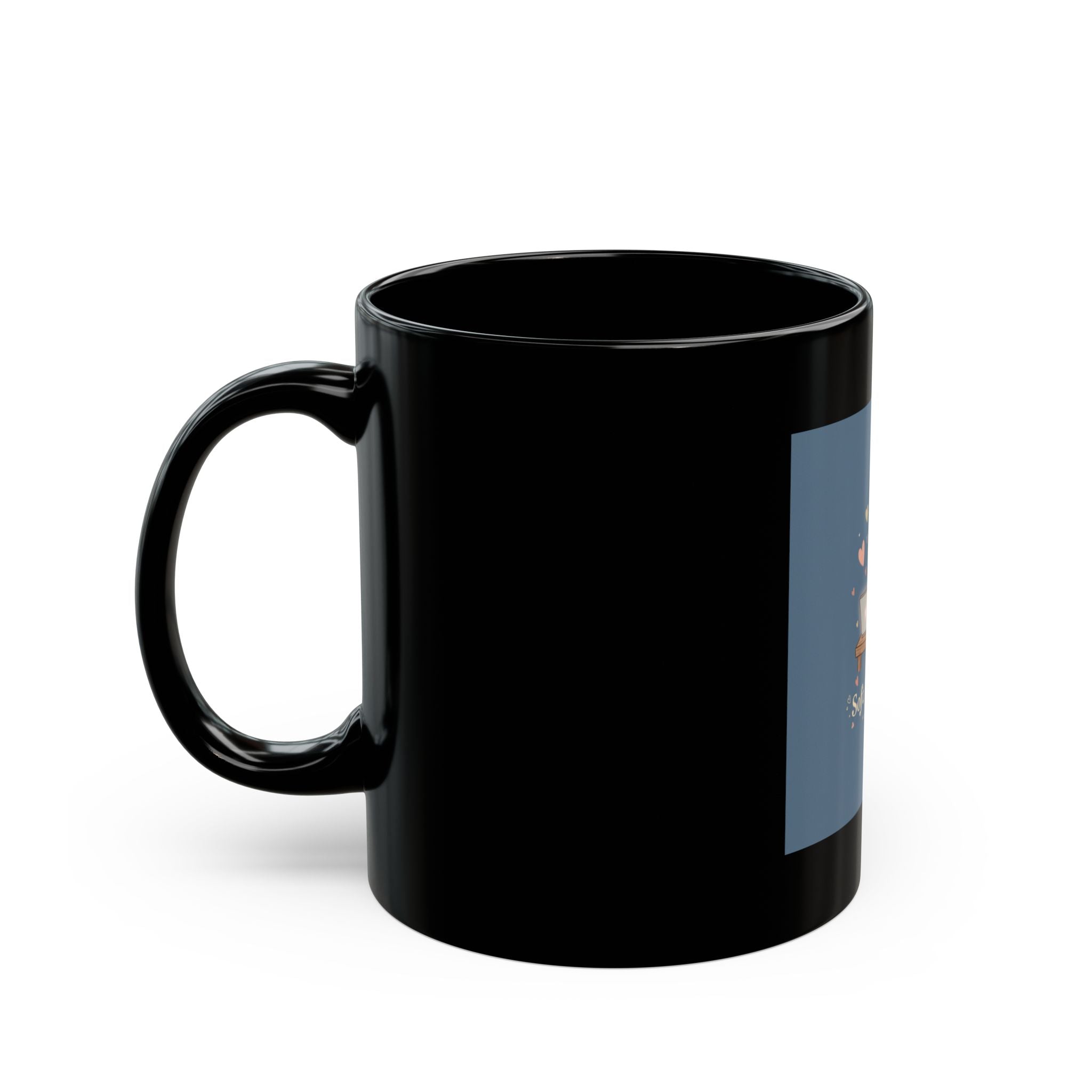 Soft Life Scholar Cat Black Mug 11oz