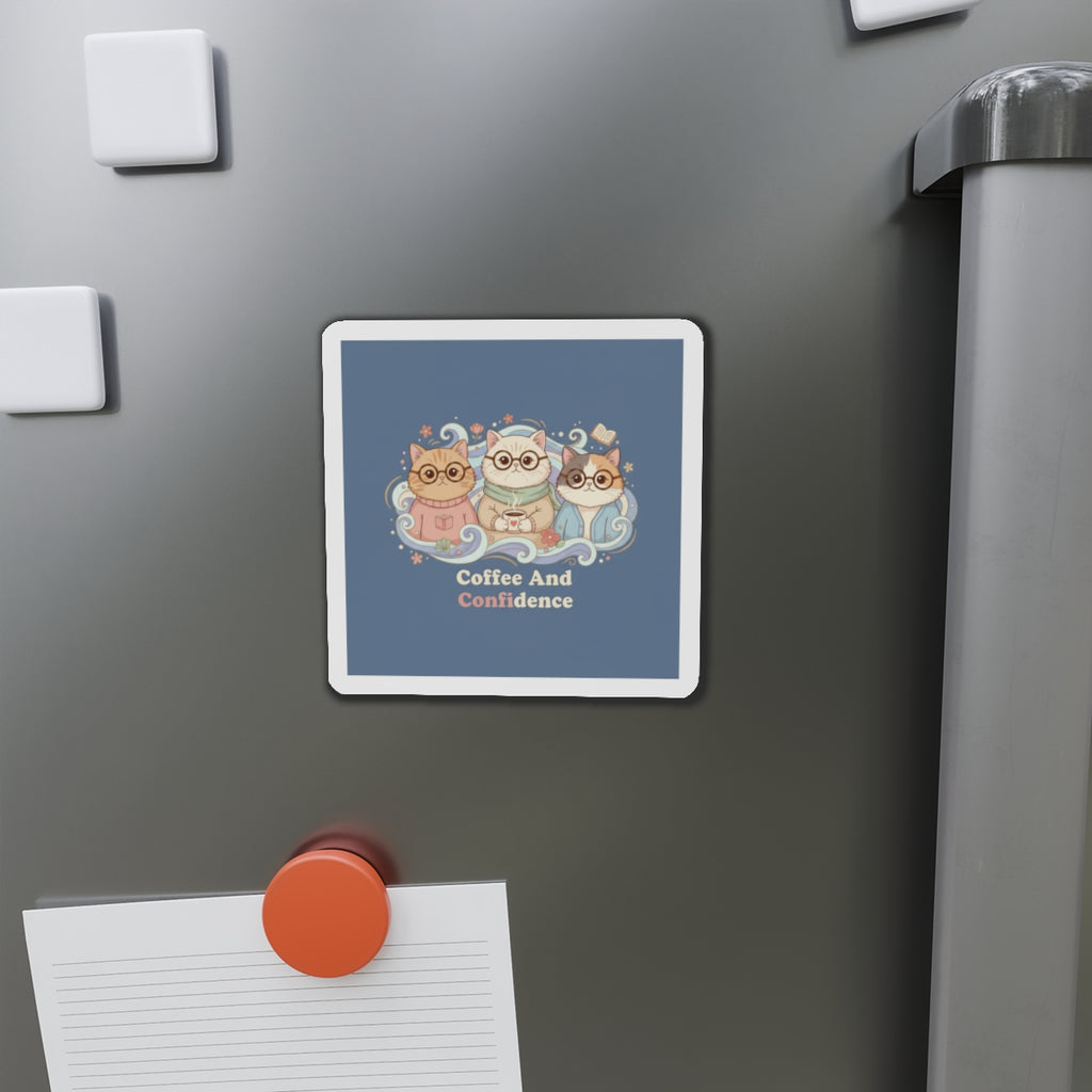 Cats With Glasses Die-Cut Magnet – Coffee and Confidence