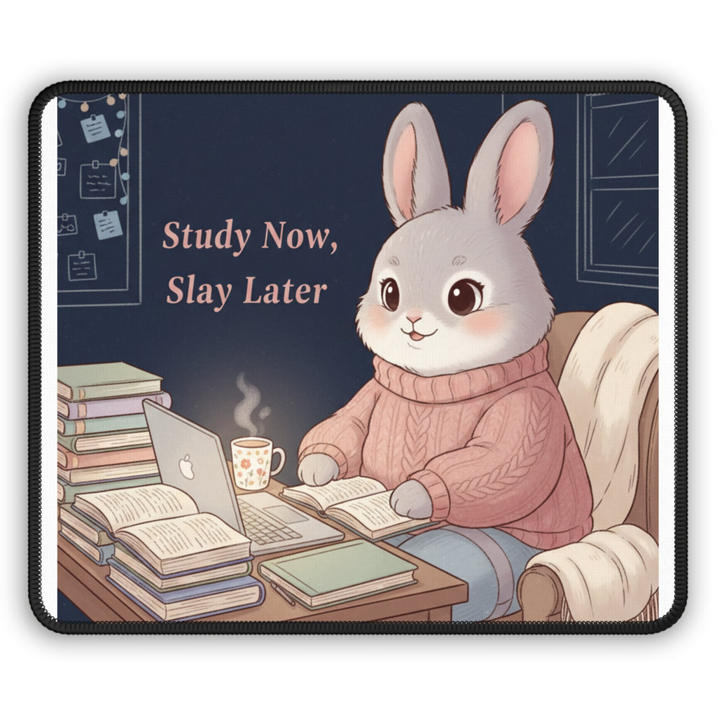 Rabbit Mouse Pad – Study Now, Slay Later