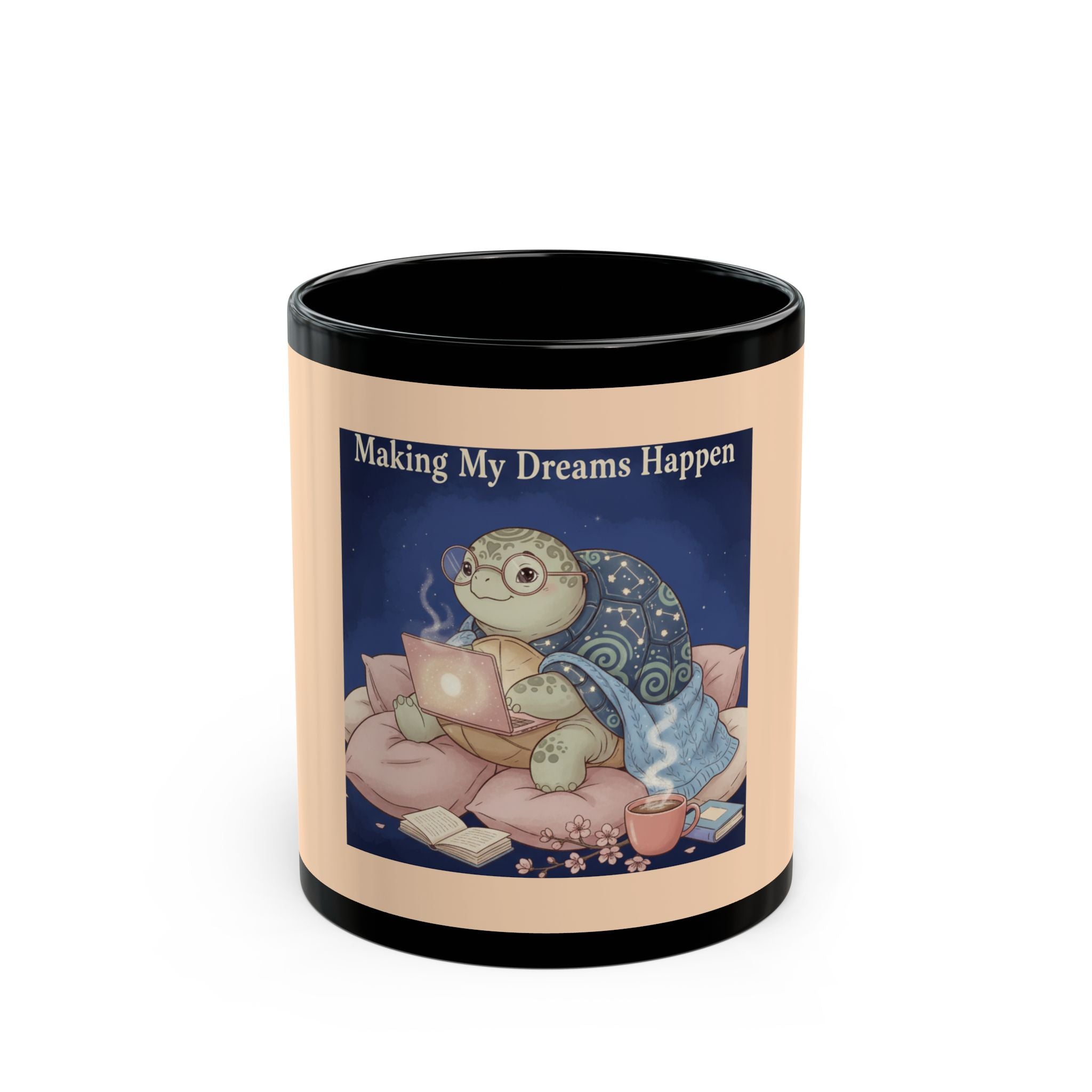 Turtle Black Mug 11oz – Making My Dreams Happen