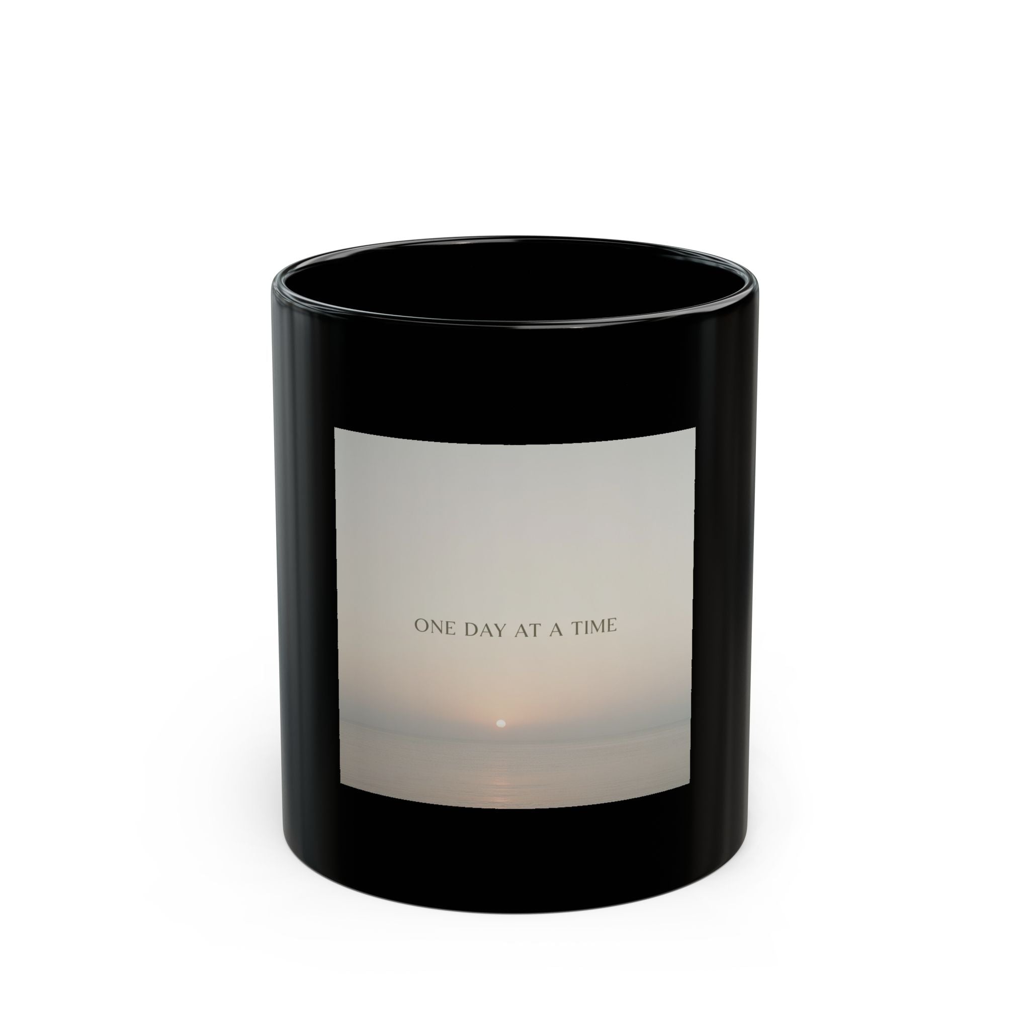 ONE DAY AT A TIME Black Mug