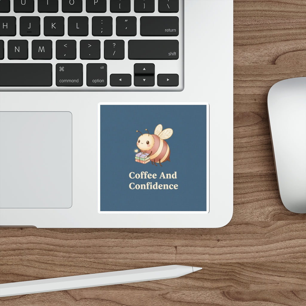 Bee Die-Cut Sticker – Coffee and Confidence
