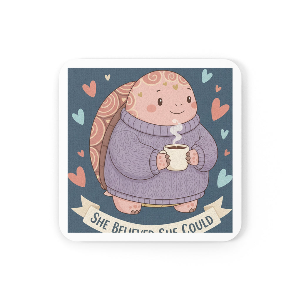 Turtle Cork Coaster – She Believed She Could