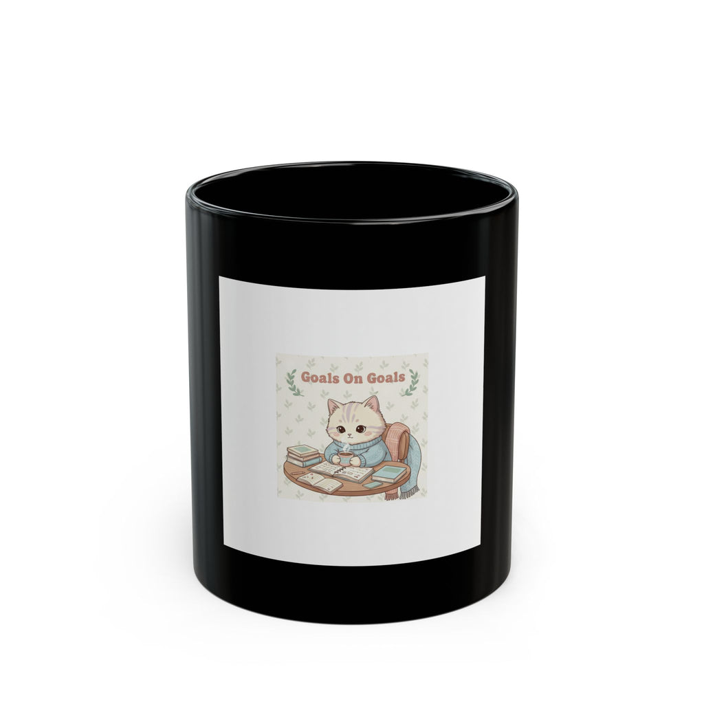 Goals On Goals Cat Black Mug 11oz