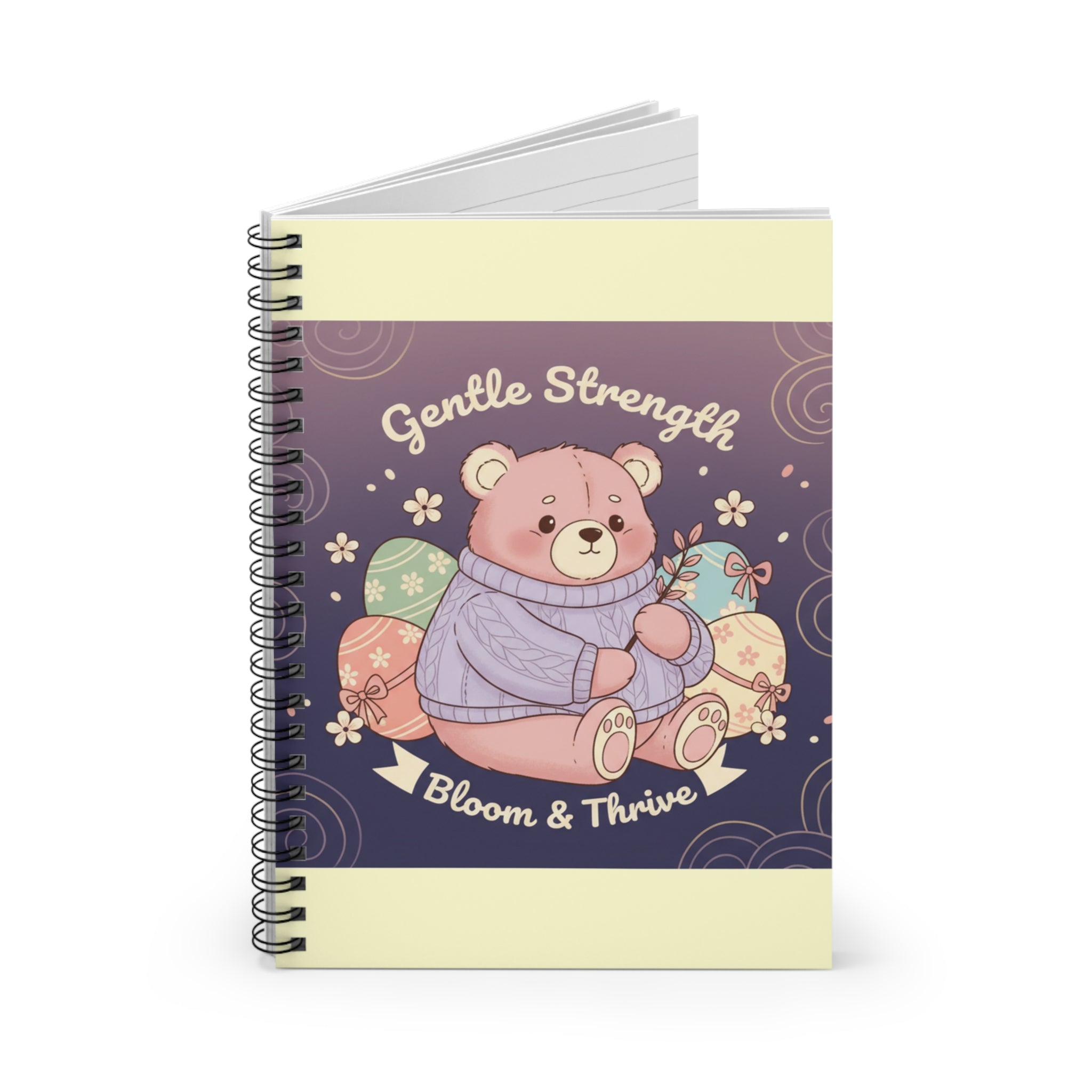 Bear Spiral Notebook – Gentle Strength Bloom Thrive