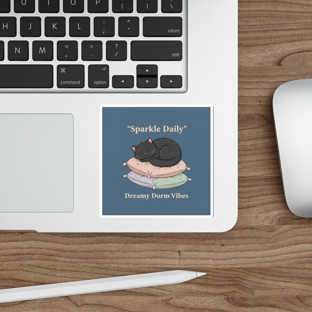 Black Cat Die-Cut Sticker – Sparkle Daily Dreamy Dorm Vibes