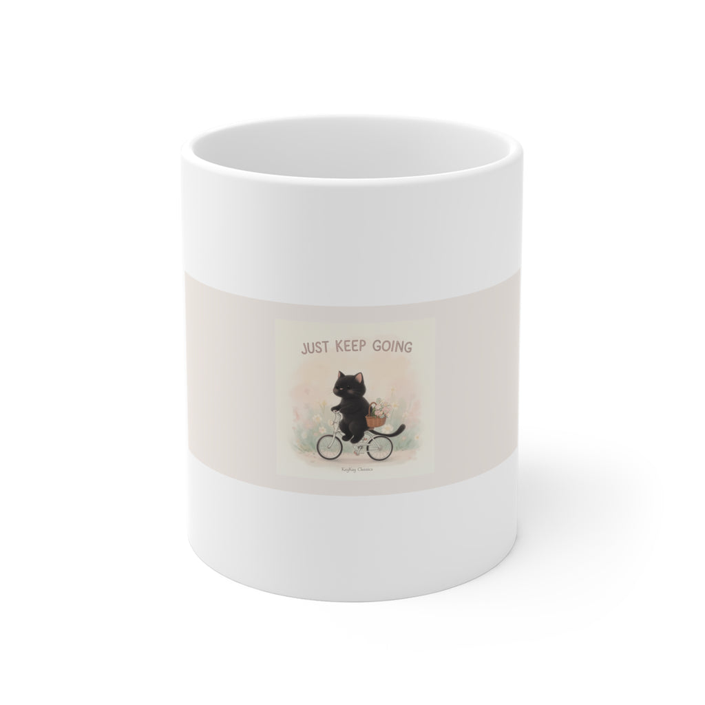 "JUST KEEP GOING" Black Cat Mug | Trendy Gift for Her | Drinkware | KayKay Classics