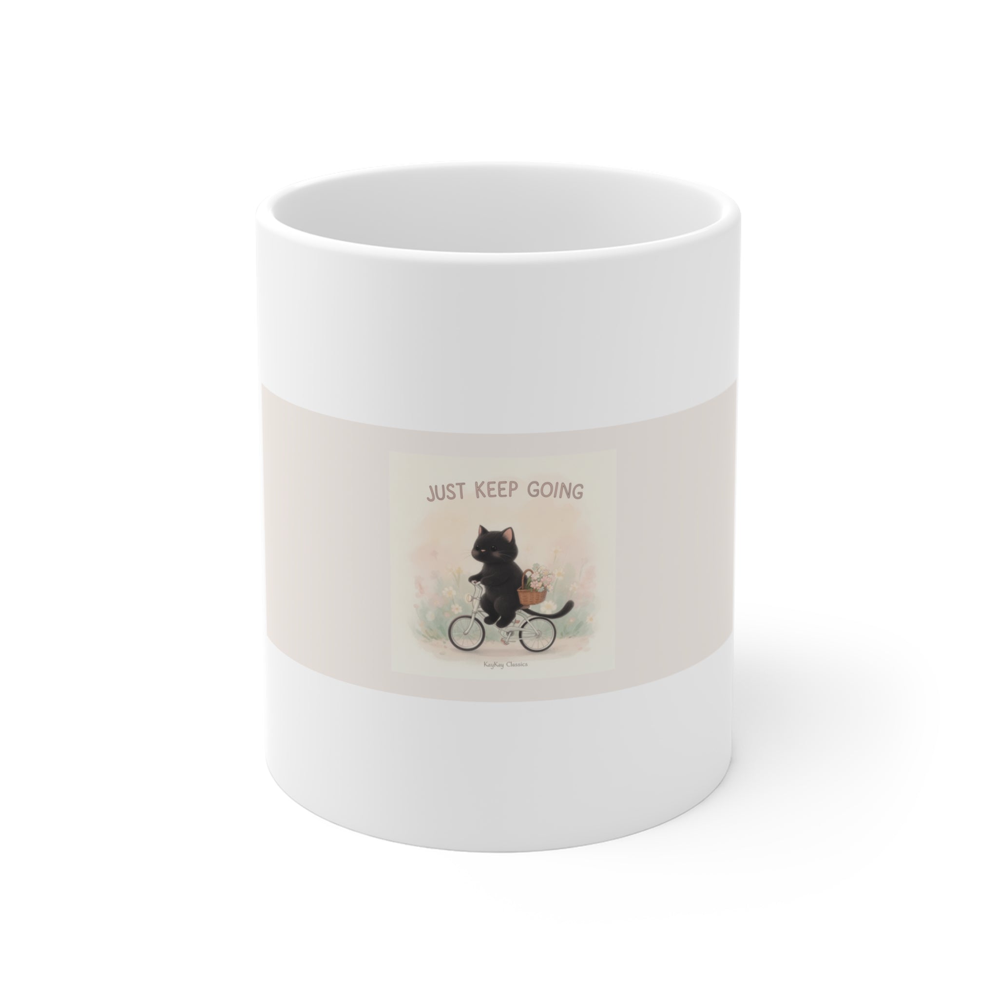 "JUST KEEP GOING" Black Cat Mug | Trendy Gift for Her | Drinkware | KayKay Classics