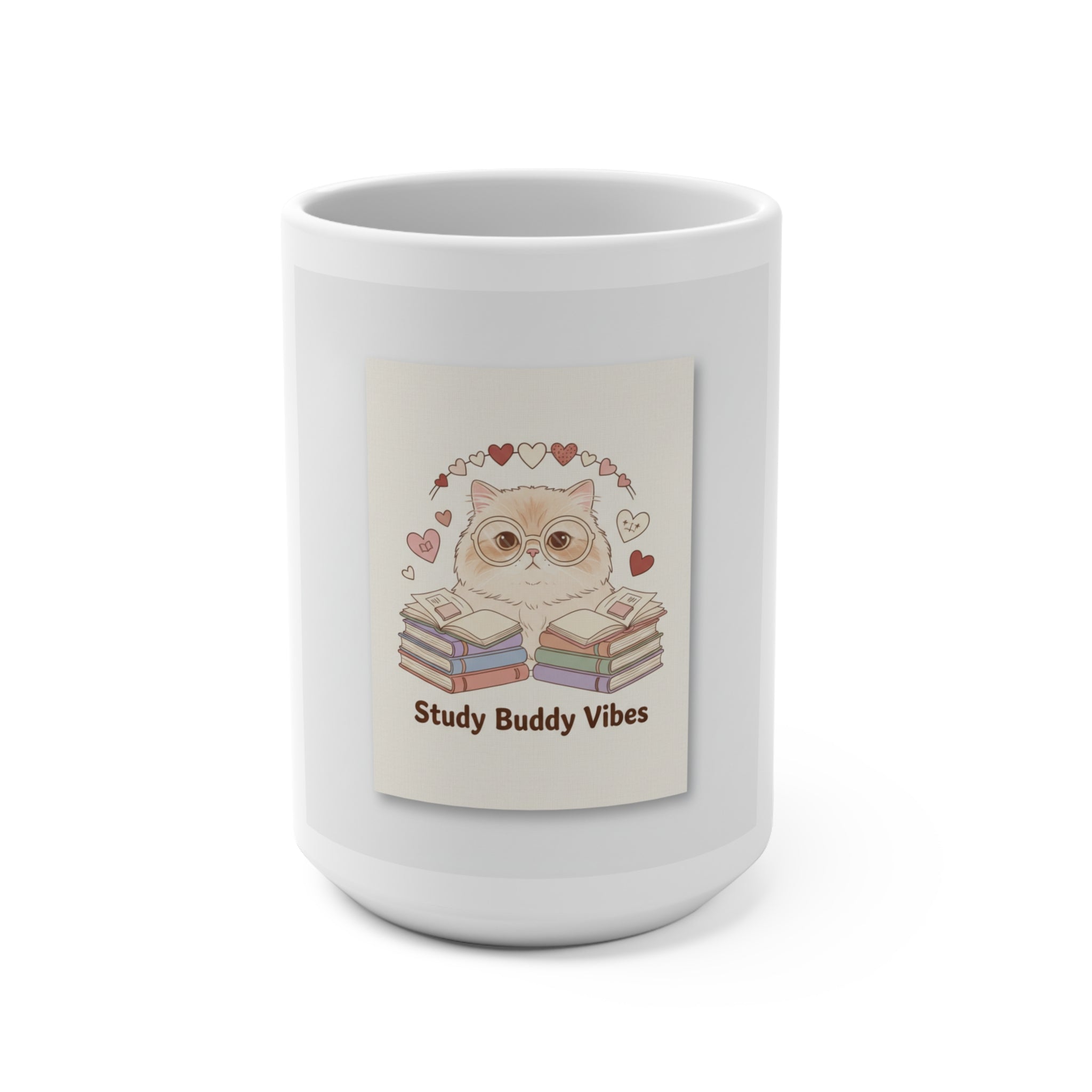 Study Buddy Vibes Cat Mug 15oz