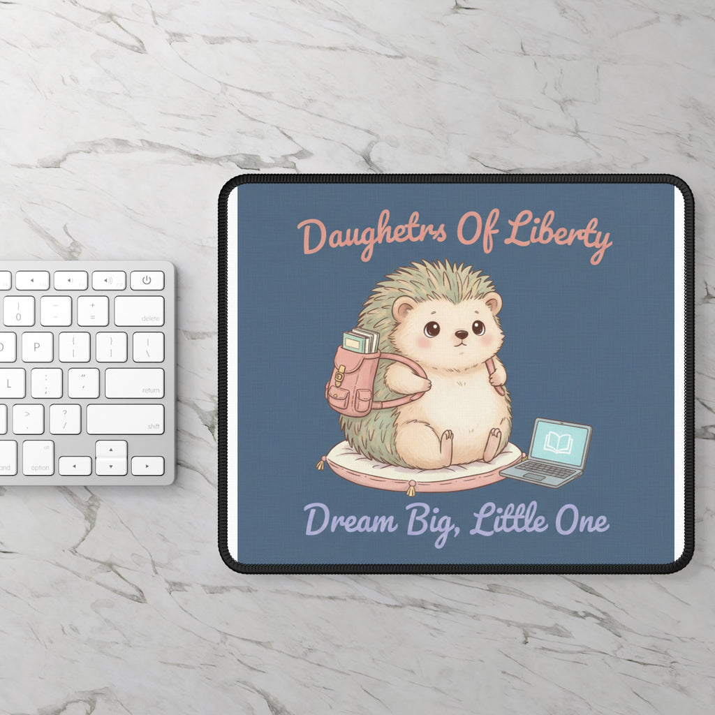Hedgehog With Tiny Backpack Mouse Pad – Daughters of Liberty Dream Big Little on