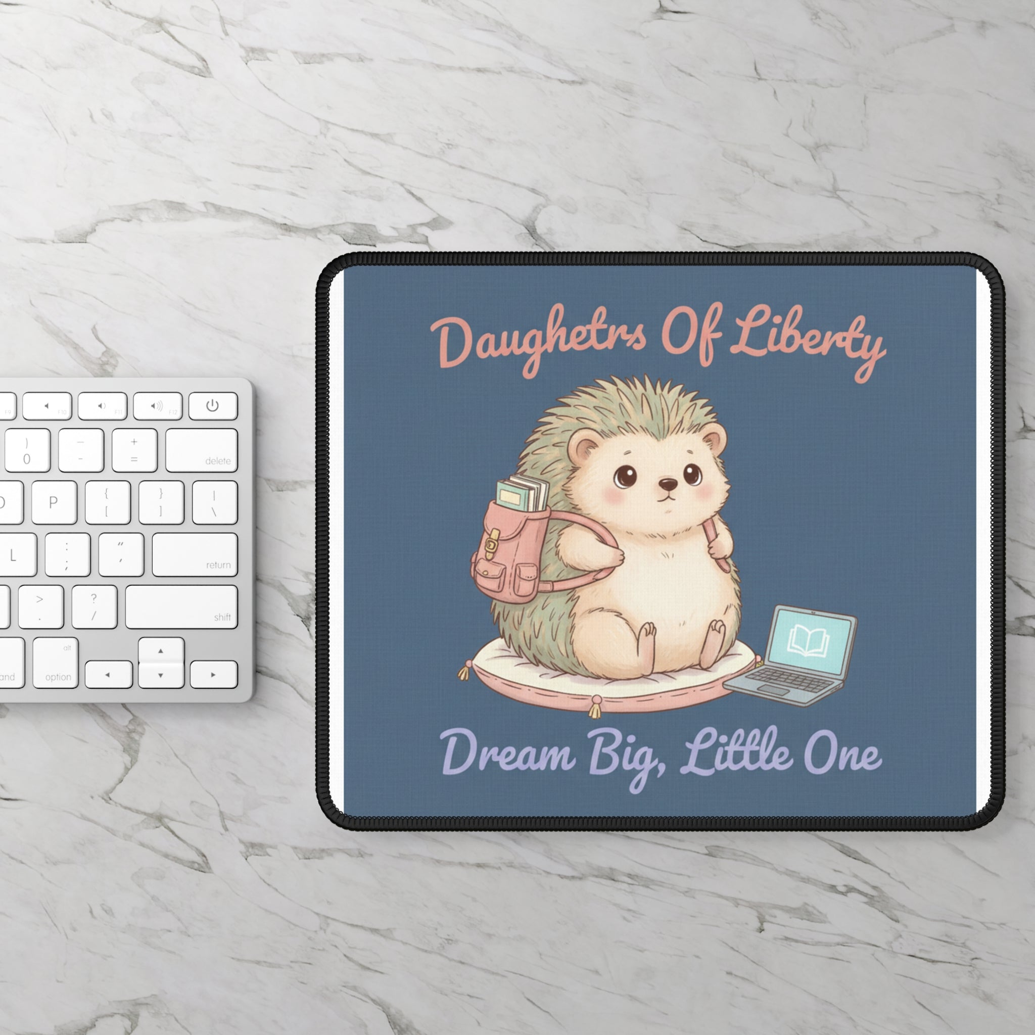 Hedgehog With Tiny Backpack Mouse Pad – Daughters of Liberty Dream Big Little on