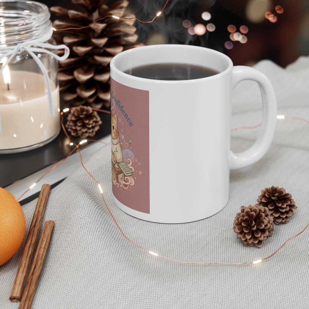 Coffee And Confidence Cat Mug 11oz