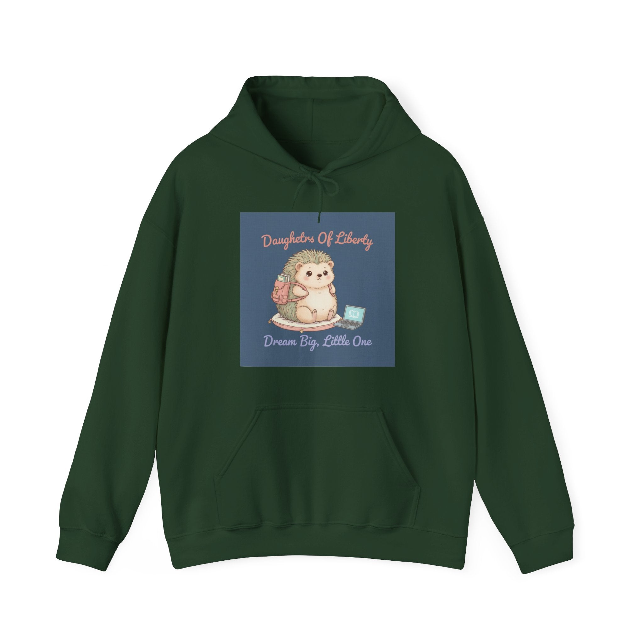 Hedgehog With Tiny Backpack Hoodie – Daughters of Liberty Dream Big Little on