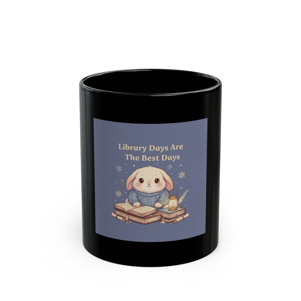 Bunny Black Mug 11oz – Library Days Are the Best Days