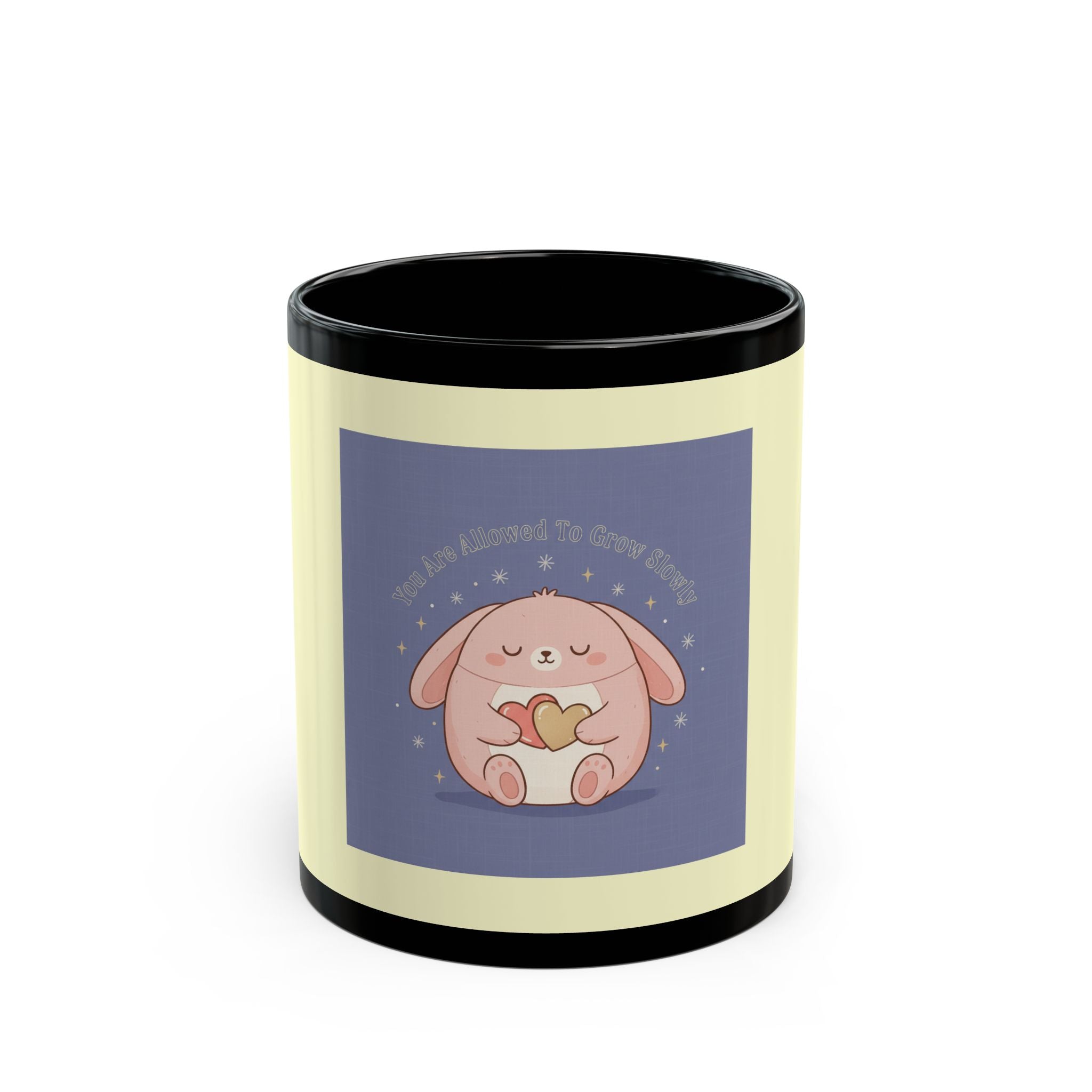 Rabbit Black Mug 11oz – You Are Allowed to Grow Slowly
