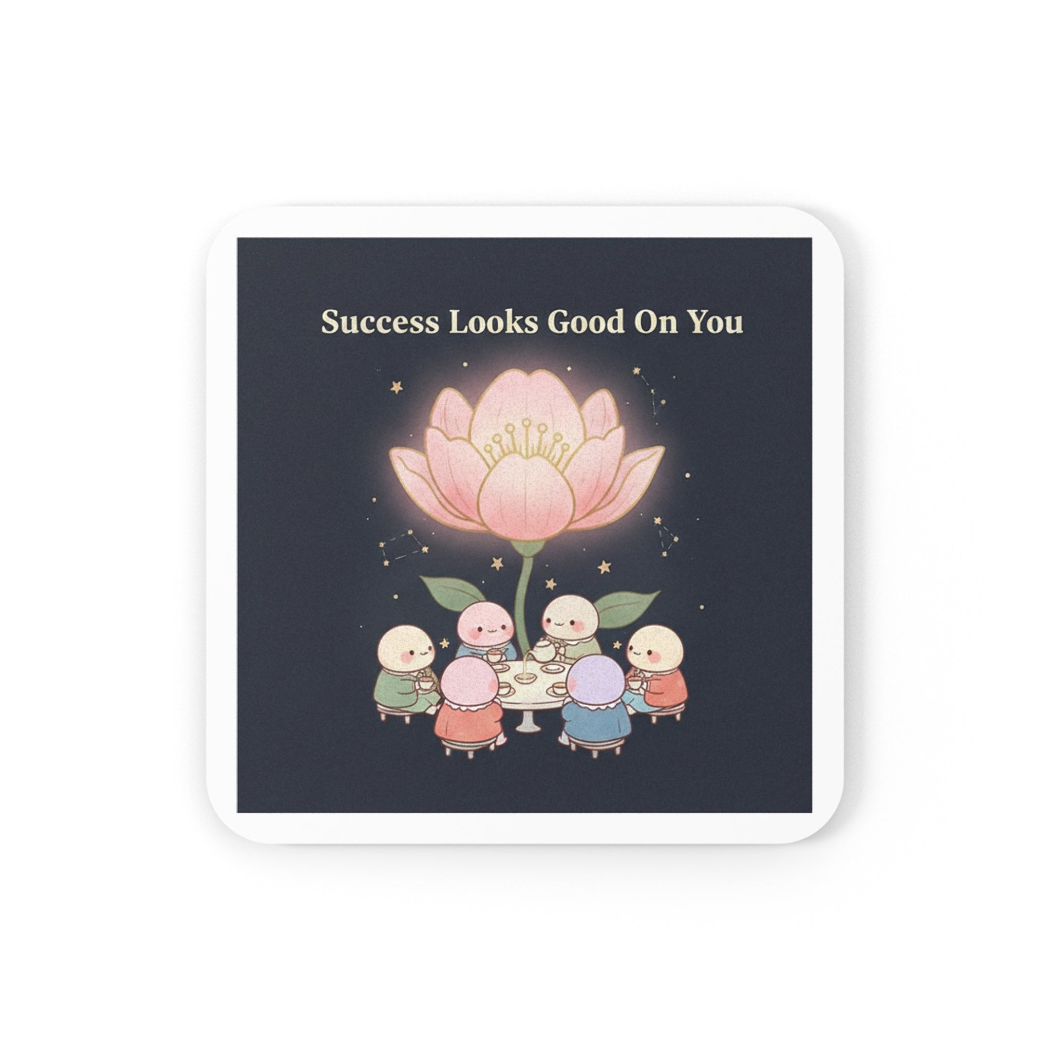Tiny Chibi Creatures Cork Coaster – Success Looks Good on You