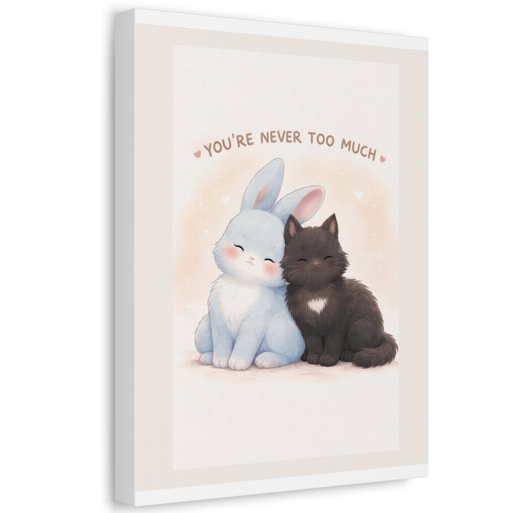 "YOU'RE NEVER TOO MUCH" Black Cat Canvas | College Girl Gift | Fashion | KayKay Classics