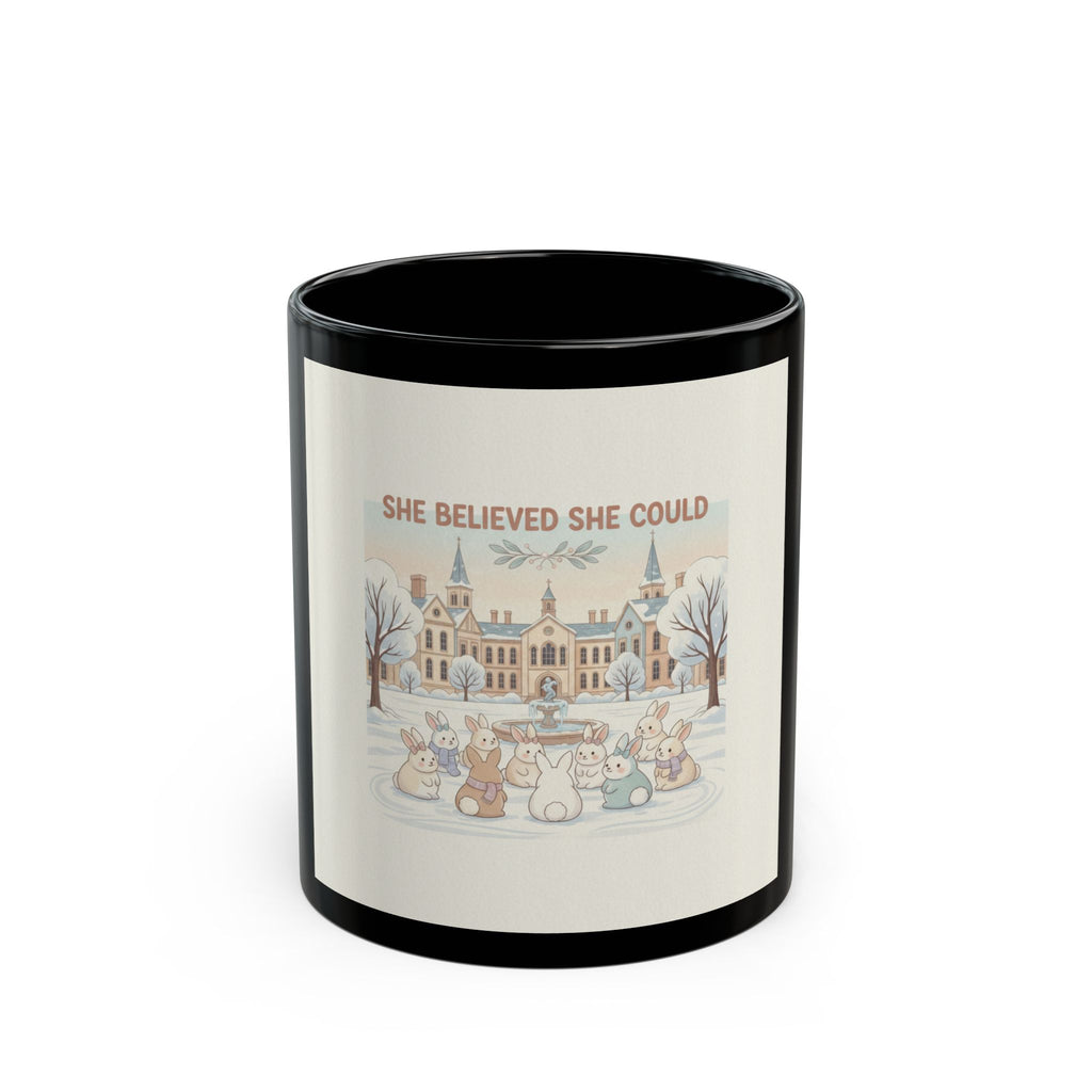 SHE BELIEVED SHE COULD Rabbit Black Mug 11oz