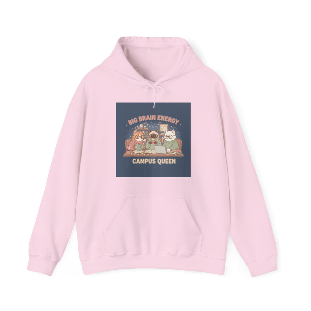 Cat Hoodie – Big Brain Energy Campus Queen