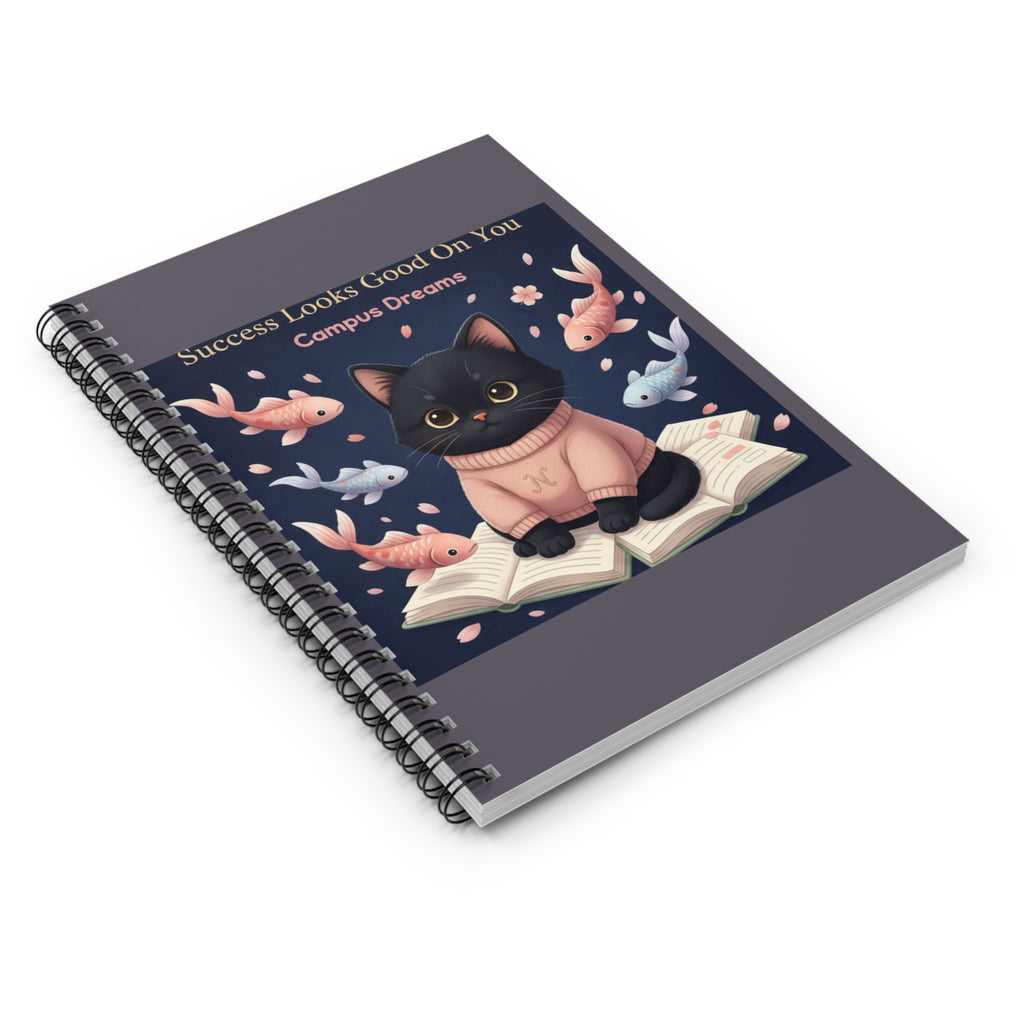 Black Cat Spiral Notebook – Success Looks Good on You Campus Dreams