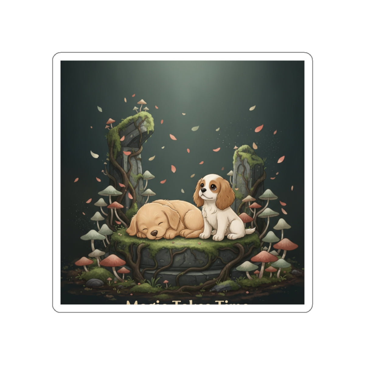 Puppies Die-Cut Sticker – Magic Takes Time