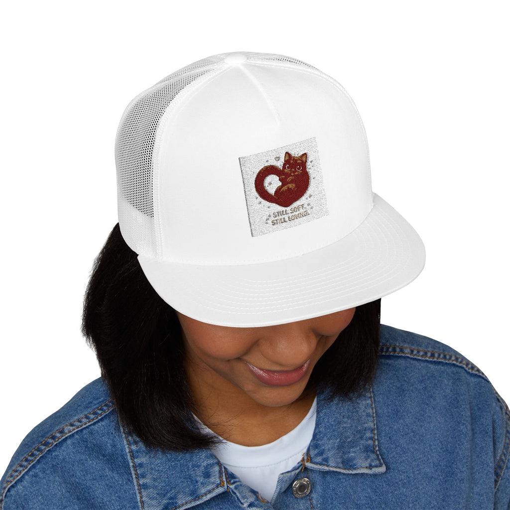 "STILL SOFT. STILL LOVING" Black Cat Trucker Cap | College Girl Gift | Fashion | KayKay Classics