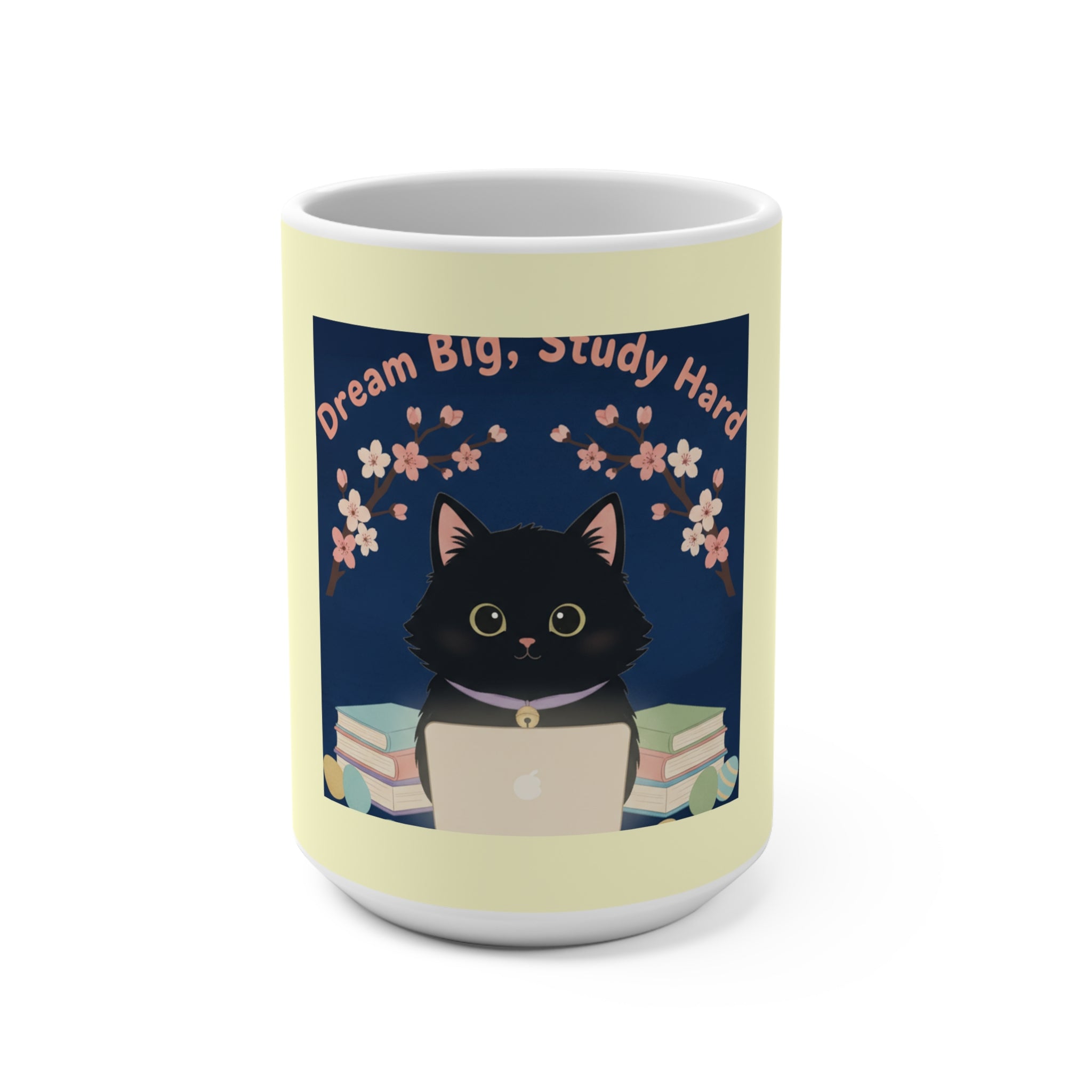 Black Cat Mug 15oz – Dream Big Study Hard