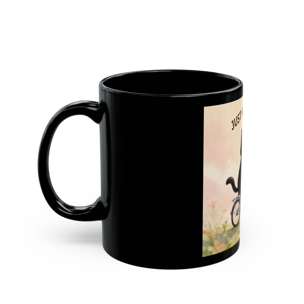 JUST KEEP GOING Cat Black Mug 11oz