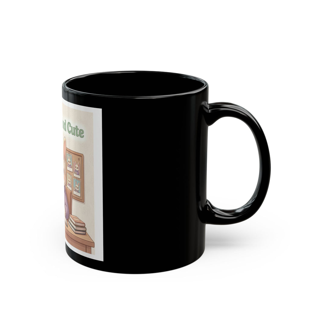 Educated And Cute Rabbit Black Mug 11oz