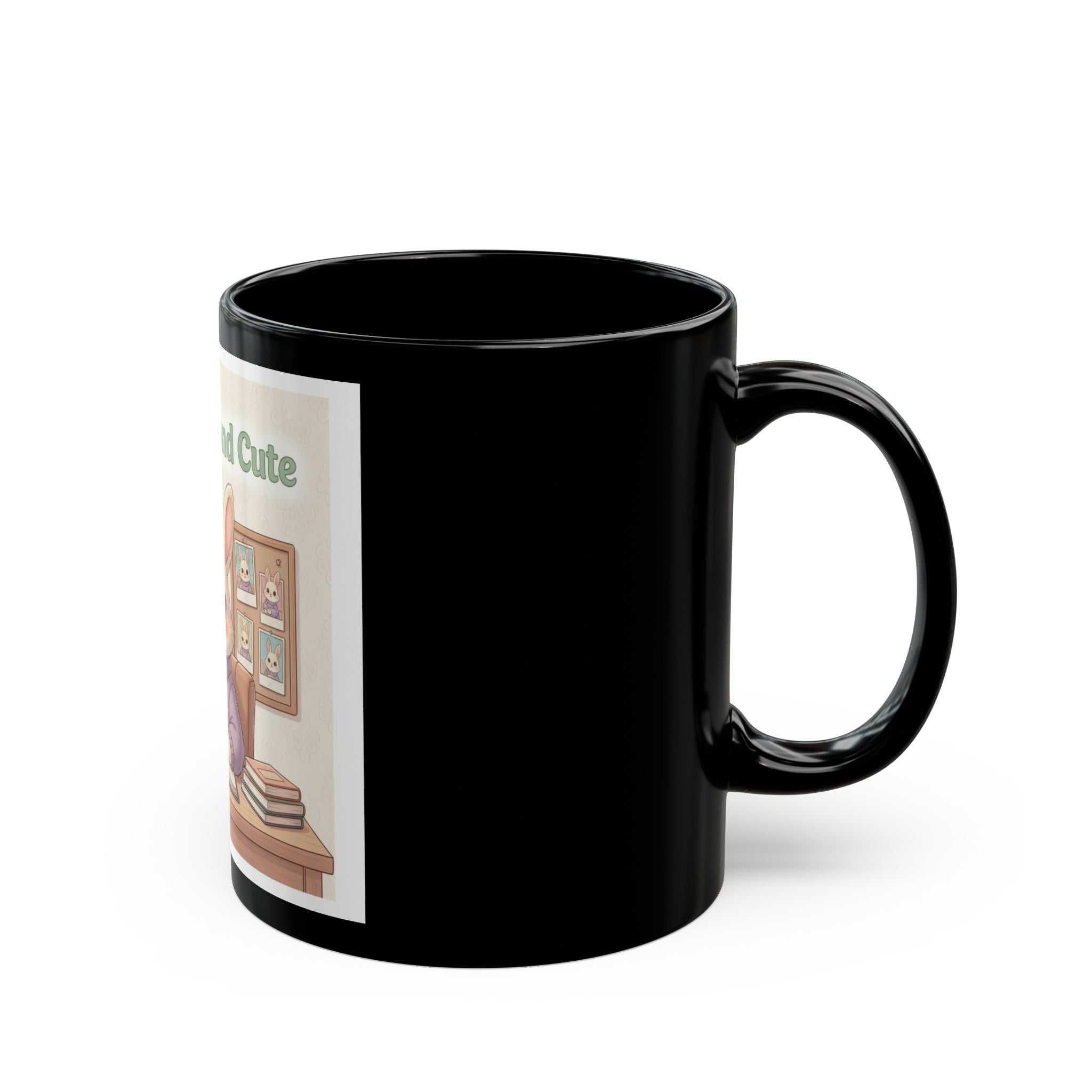 Educated And Cute Rabbit Black Mug 11oz
