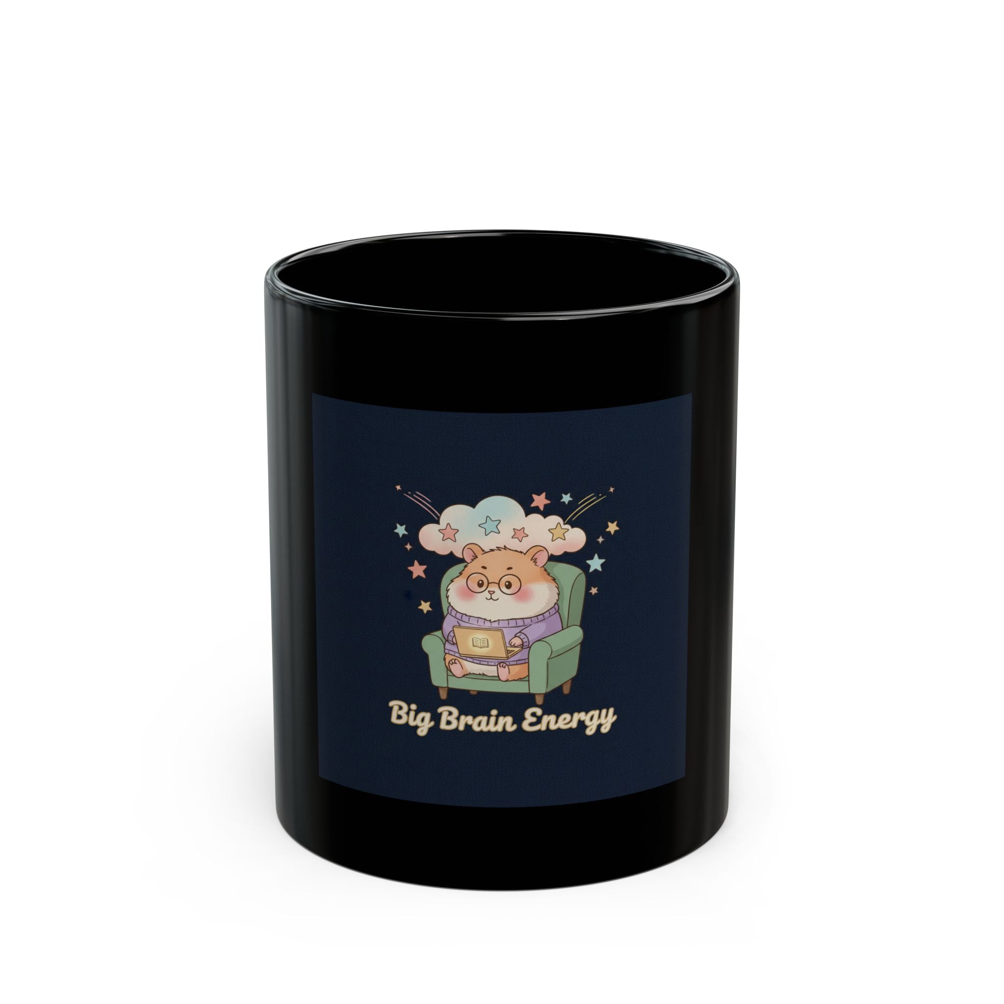 Big Brain Energy Hamster Black Mug 11oz